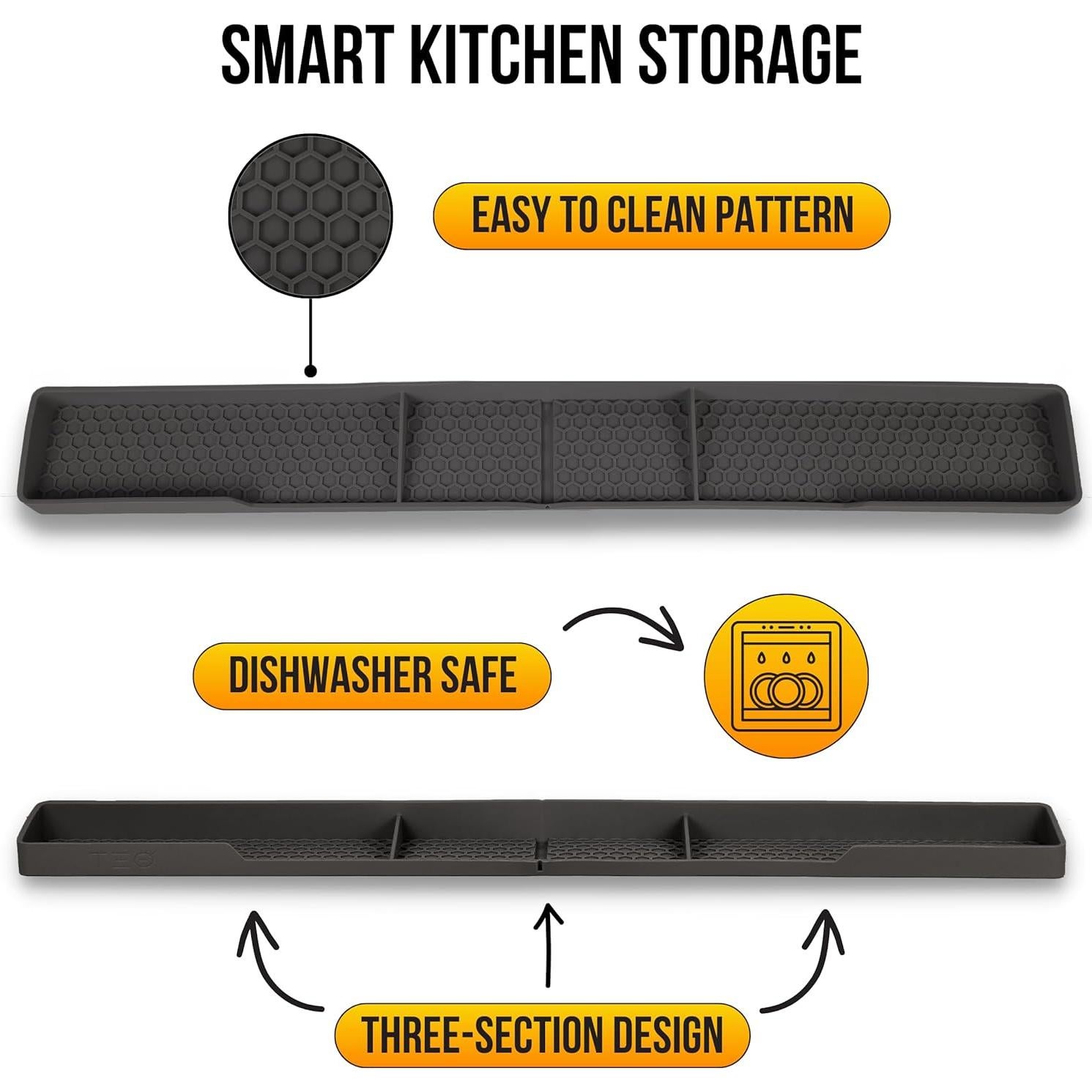 Estante Magnético TEO para Cocina - Silicona Negra 76.2 cm