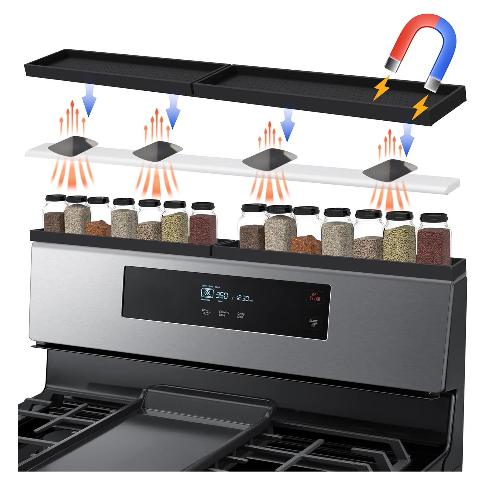 Estante Magnético de Silicona Mofason 76 cm para Estufa - Negro