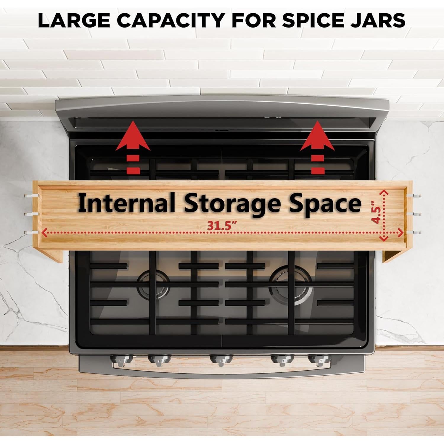 Estante de Especias de Bambú Edgeline 80 cm para Cocina