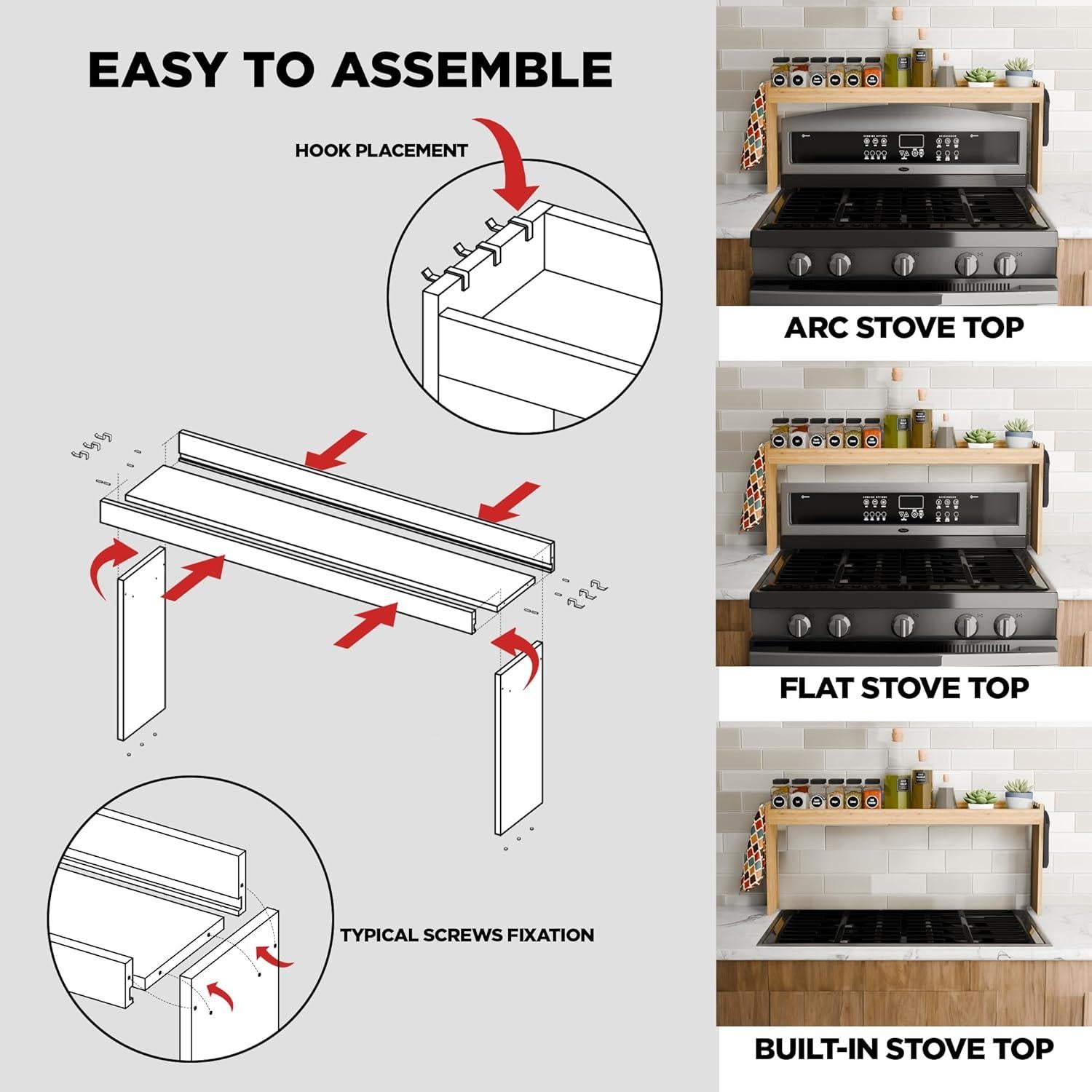 Estante de Especias de Bambú Edgeline 80 cm para Cocina
