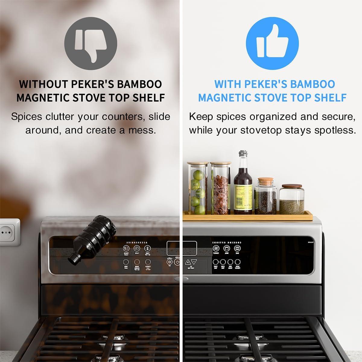 Estante Magnético de Bambú para Cocina 76.2 cm Organizador