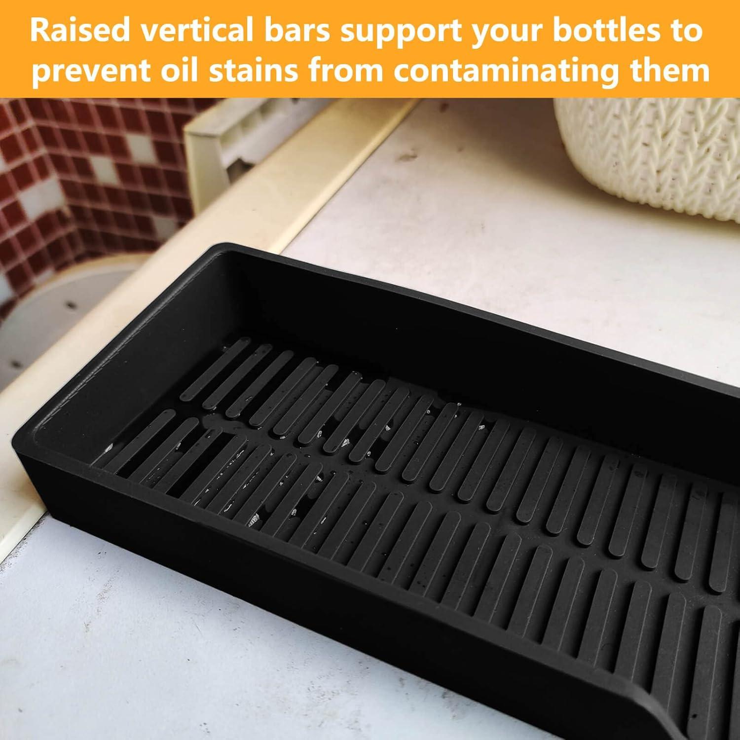 Silicone Stove Top Shelf 30" Magnetic Over Stove Top Shelf for Kitchen Oven for Back with Zero Installation Over the Stove Spice Rack With Partition And Perimeter Fence