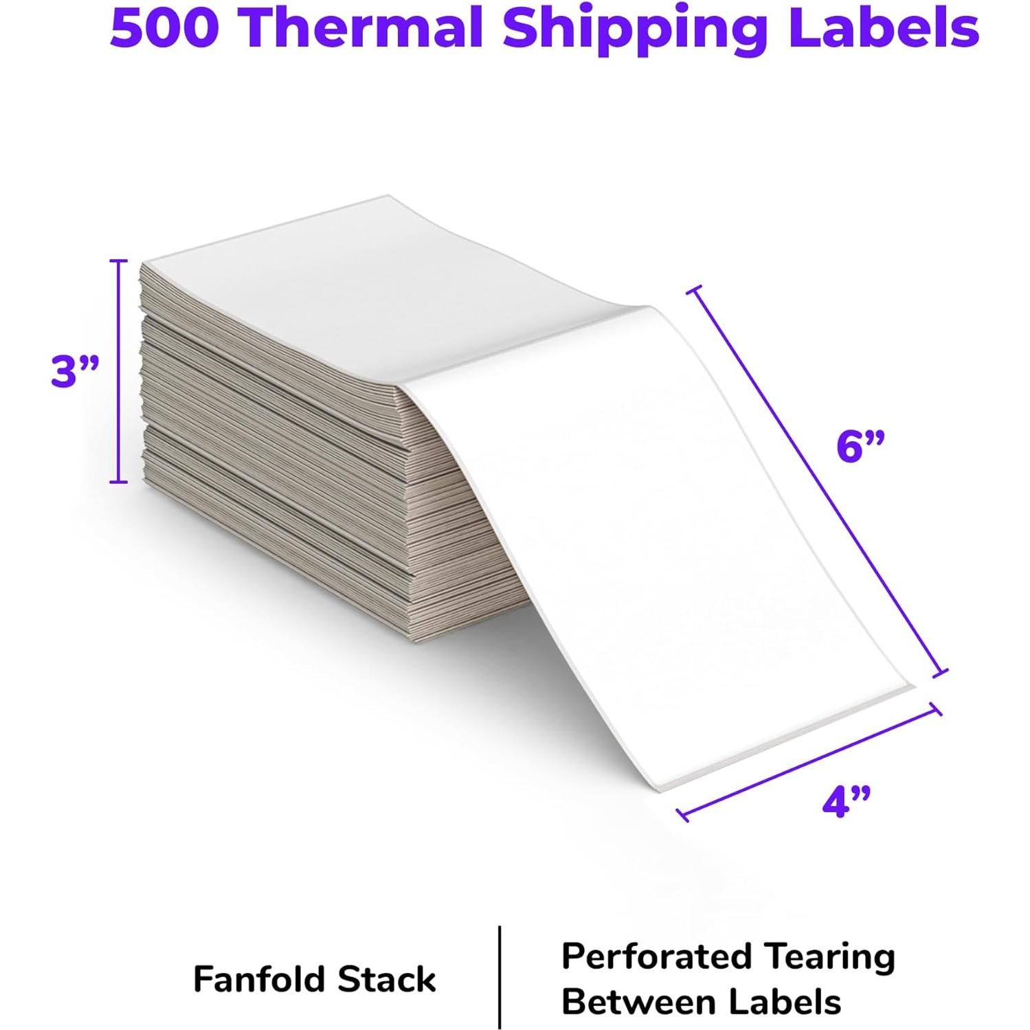 Rollo de Etiquetas Térmicas 500 Piezas 10.16x15.24 cm Rollo