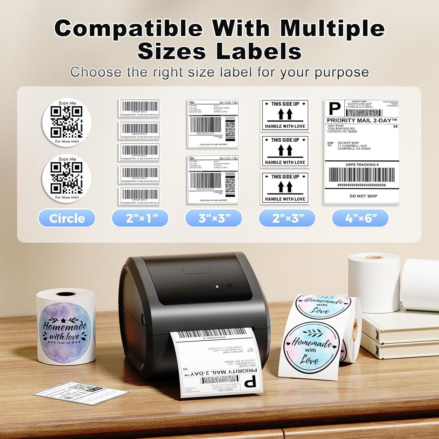 COLORWING Thermal Shipping Label Printer,D520 Bluetooth Thermal Label Printer for Small Business 4x6, Wireless Label Printer with A Label Bin Compatible with USPS,Amazon,Ebay,Etsy,Etc