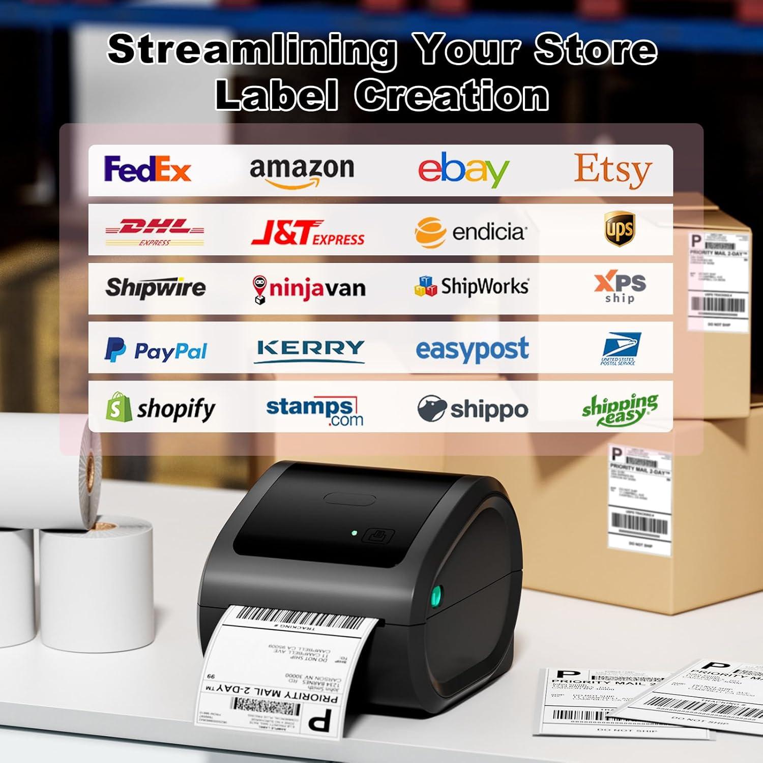 COLORWING Thermal Shipping Label Printer,D520 Bluetooth Thermal Label Printer for Small Business 4x6, Wireless Label Printer with A Label Bin Compatible with USPS,Amazon,Ebay,Etsy,Etc