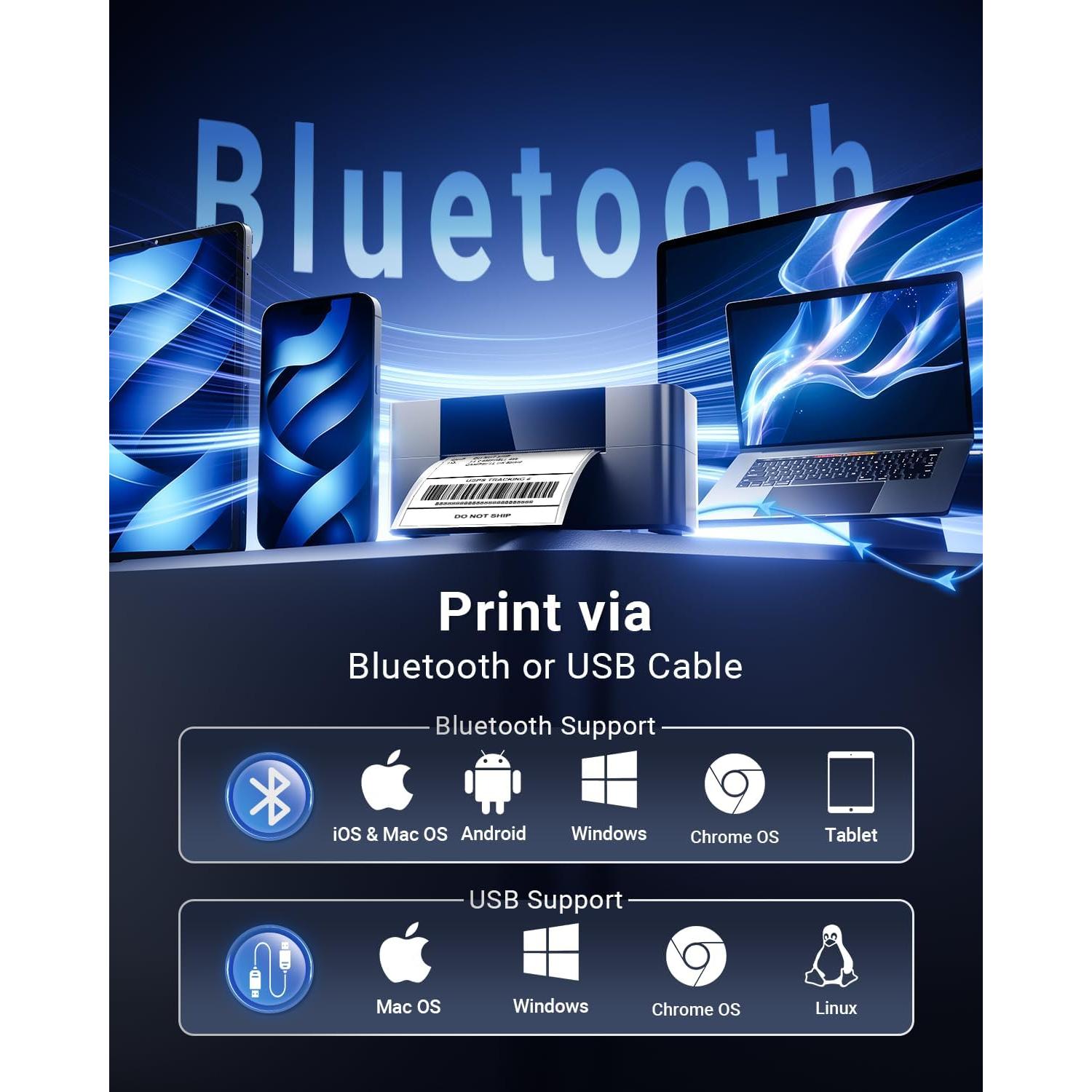 Impresora de Etiquetas Térmicas Bluetooth WCZ 4x6 Inalámbrica