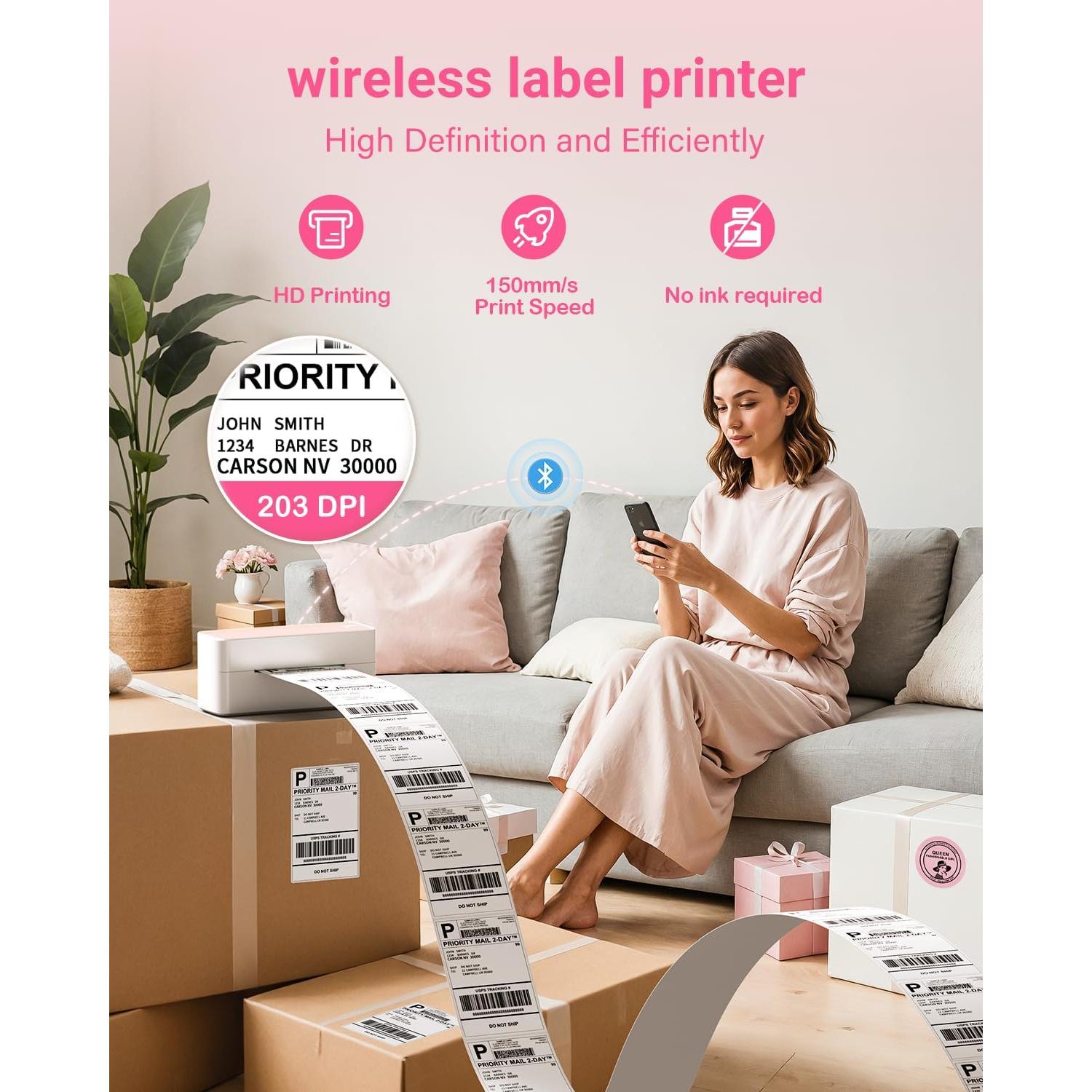 Impresora de Etiquetas Térmicas Bluetooth ASprink 241BT Rosa - 0.72 kg