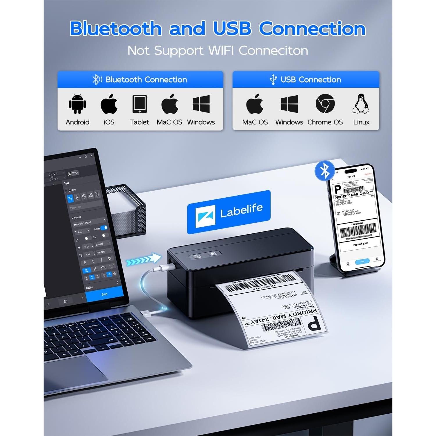 Impresora de Etiquetas Térmicas ASprink 2410 Bluetooth 4x6