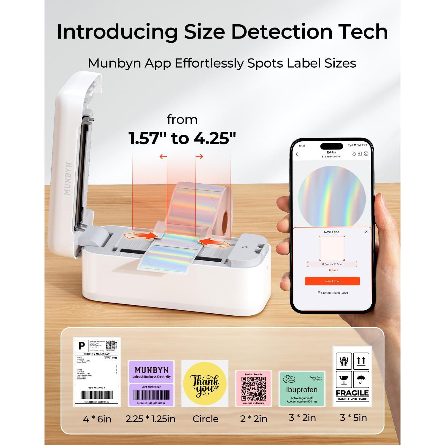 Impresora Térmica de Etiquetas MUNBYN RW402B Bluetooth 4x6