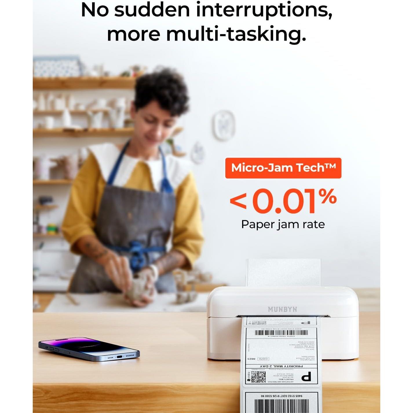 Impresora Térmica de Etiquetas MUNBYN RW402B Bluetooth 4x6