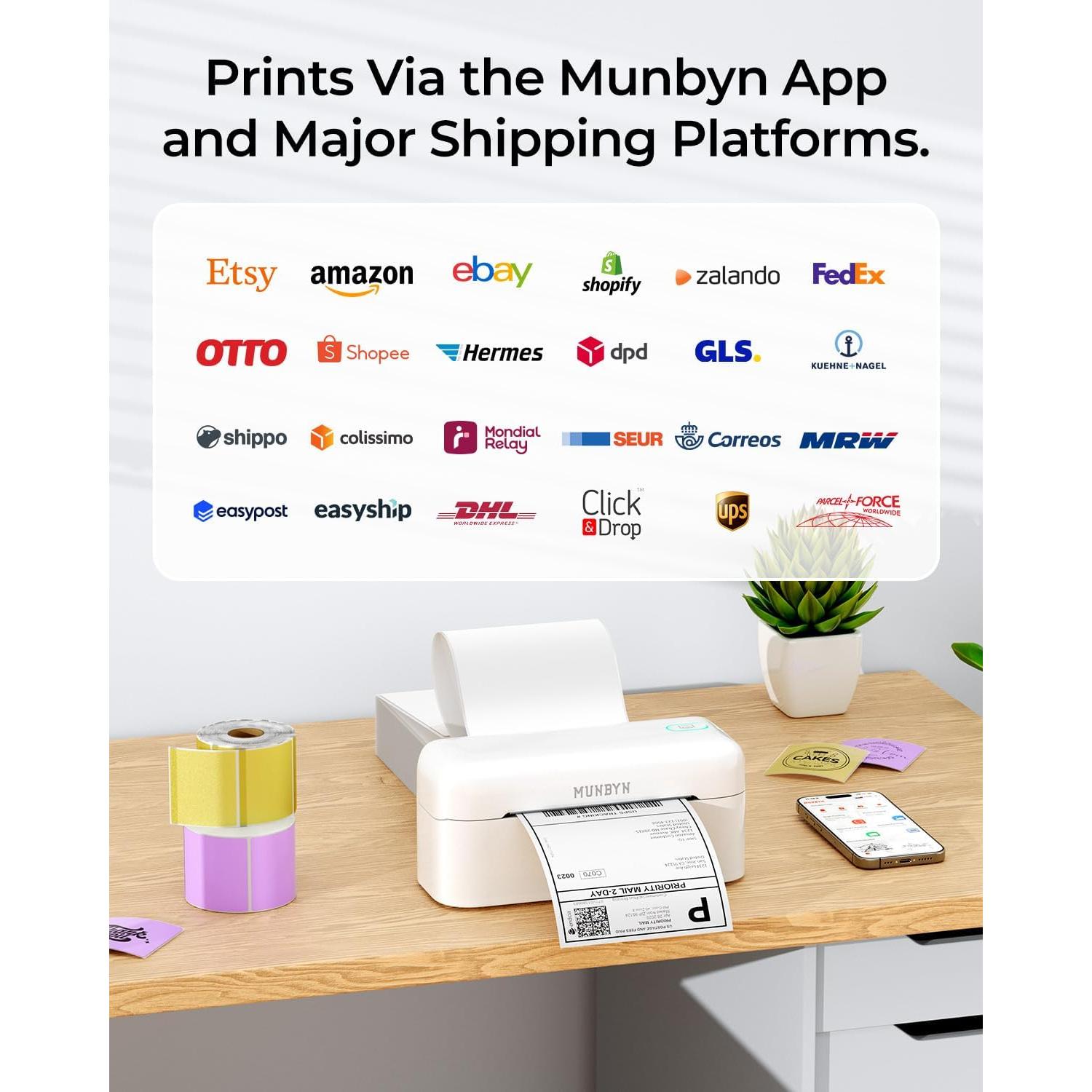 Impresora Térmica de Etiquetas MUNBYN RW402B Bluetooth 4x6