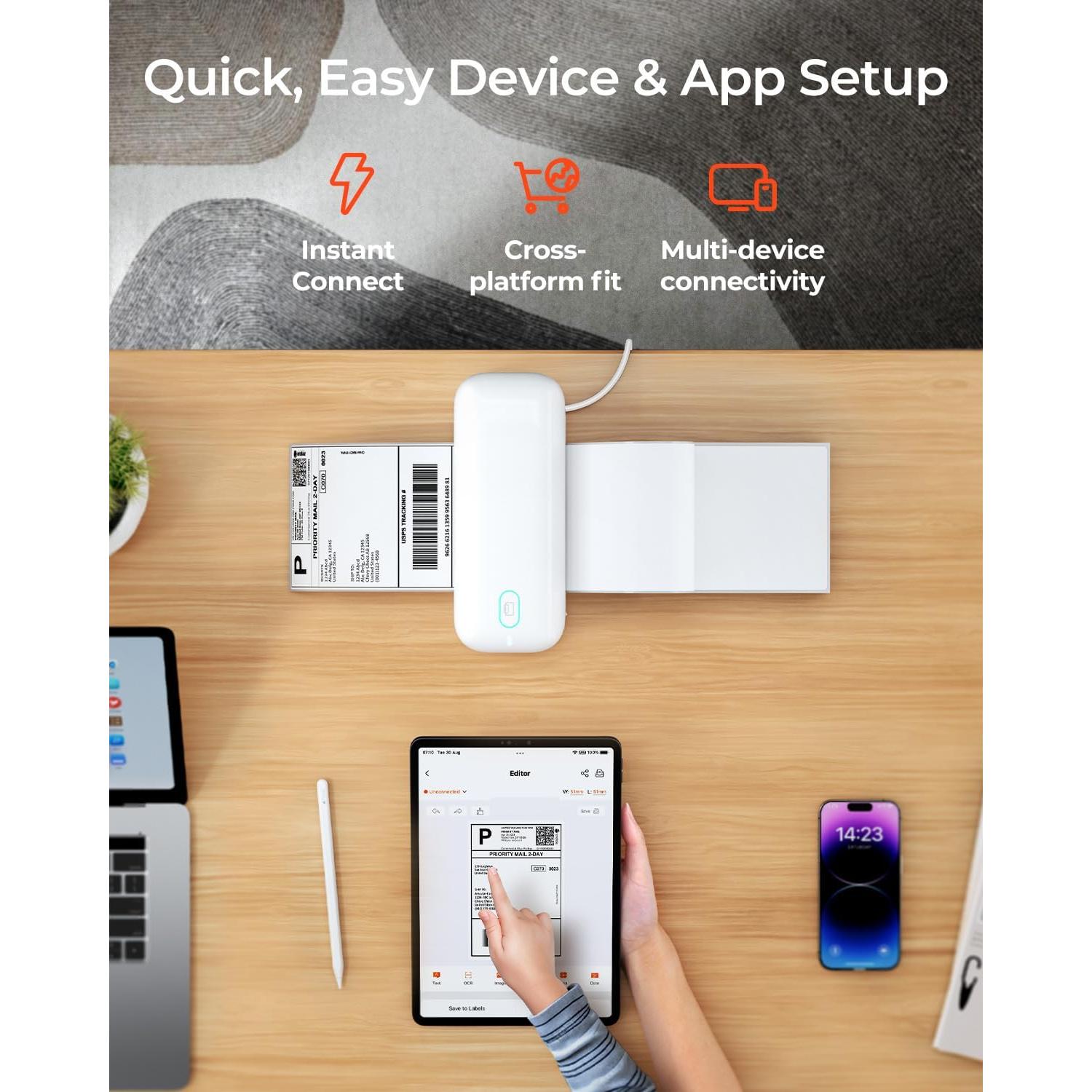 Impresora Térmica de Etiquetas MUNBYN RW402B Bluetooth 4x6