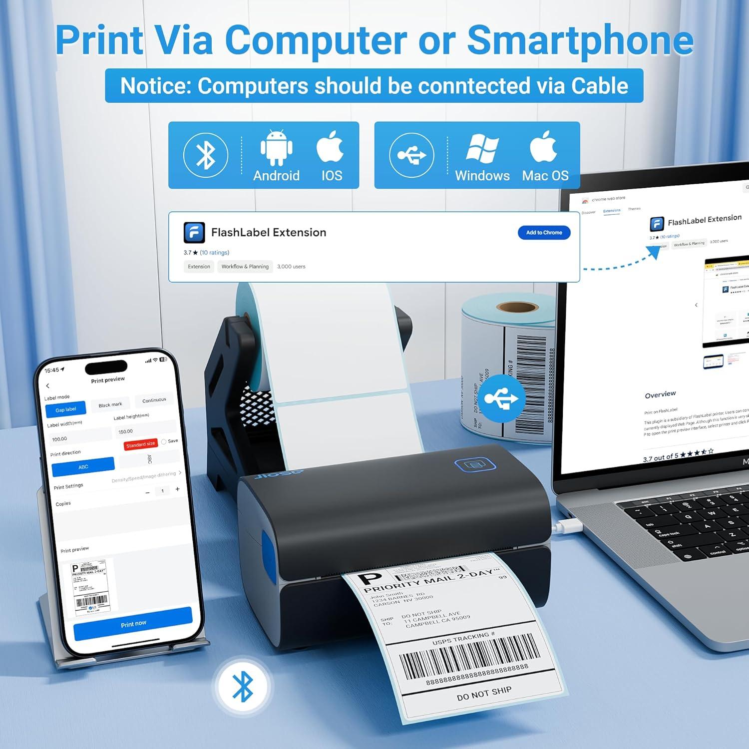 Impresora Térmica de Etiquetas Jiose J500 - 203 DPI, Bluetooth