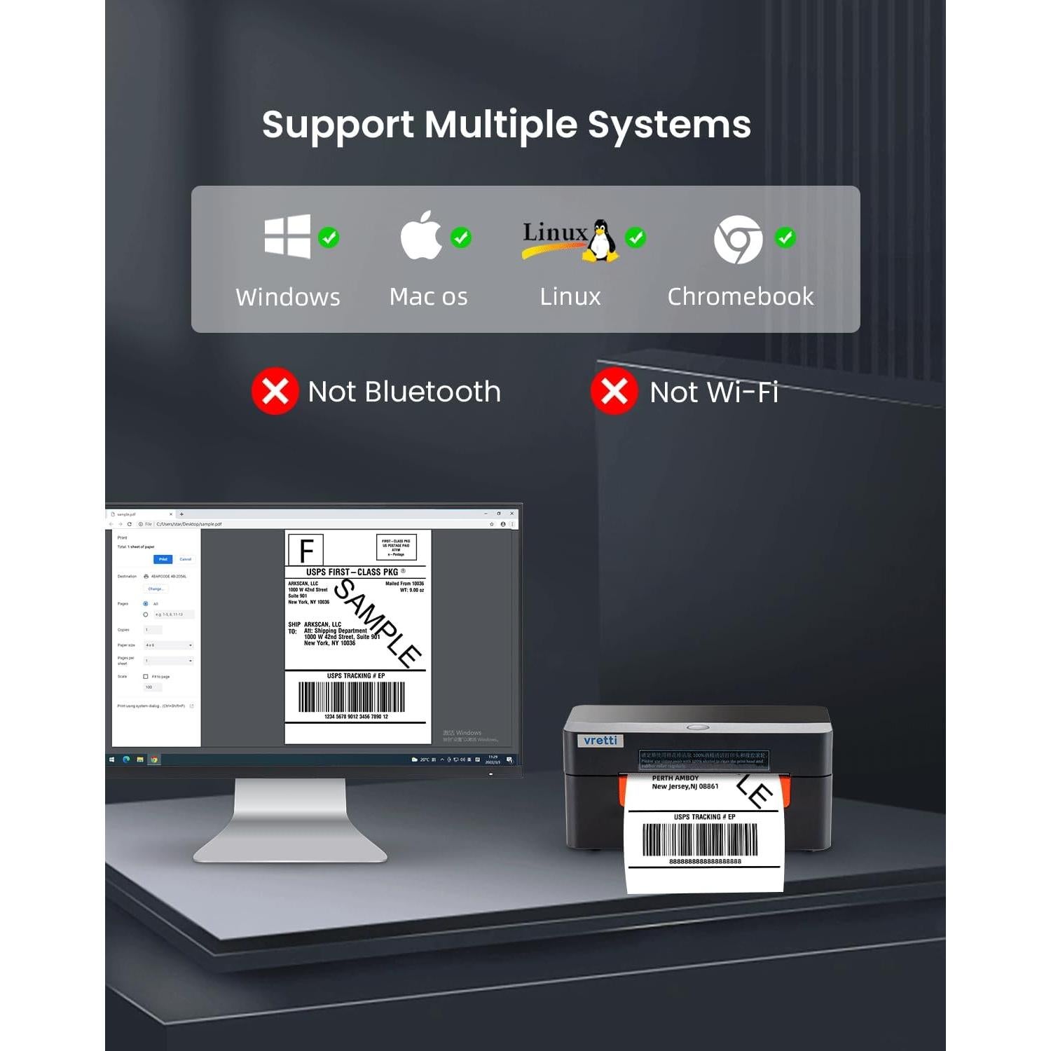 Impresora de Etiquetas Térmicas VRETTI D463B 4x6 USB 203 DPI