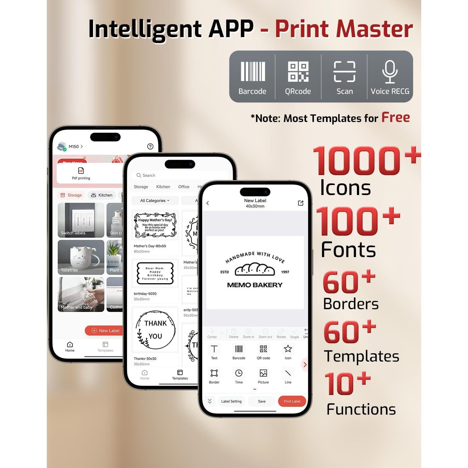 Impresora de Etiquetas Phomemo M150 Bluetooth 20-50mm Rojo