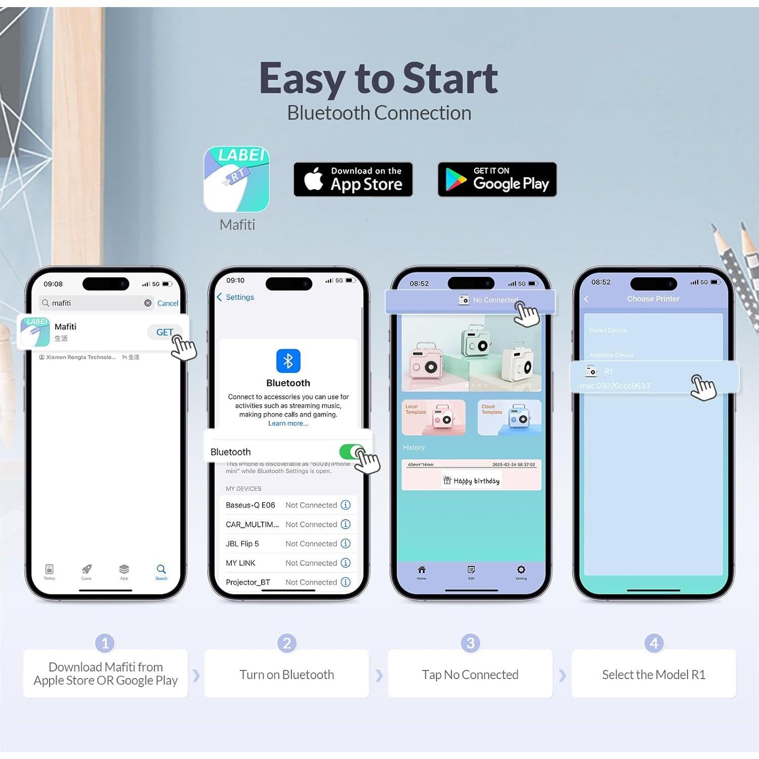 Máquina Etiquetadora Mafiti R1 Bluetooth Recargable Térmica