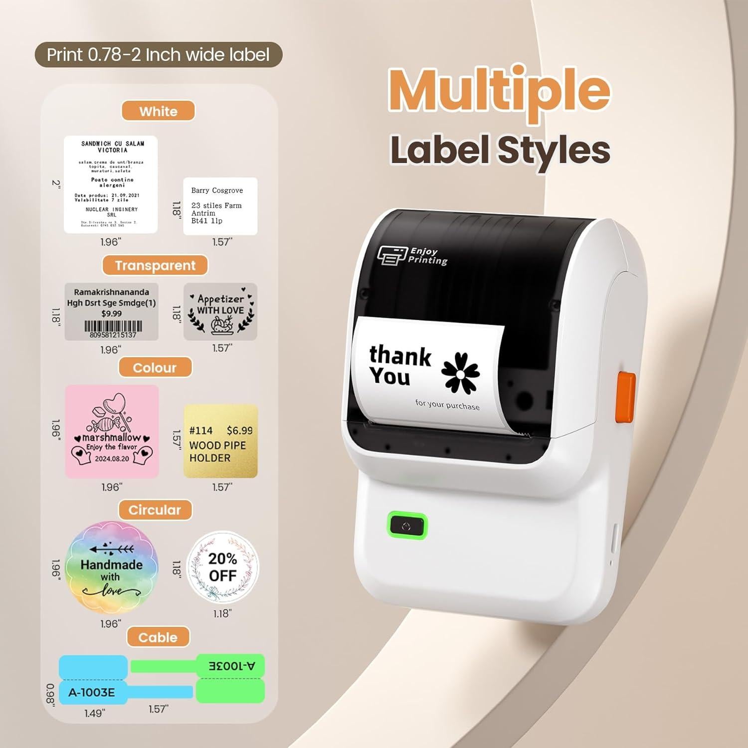 Impresora de Etiquetas Ponek M100 Bluetooth 2" Blanca