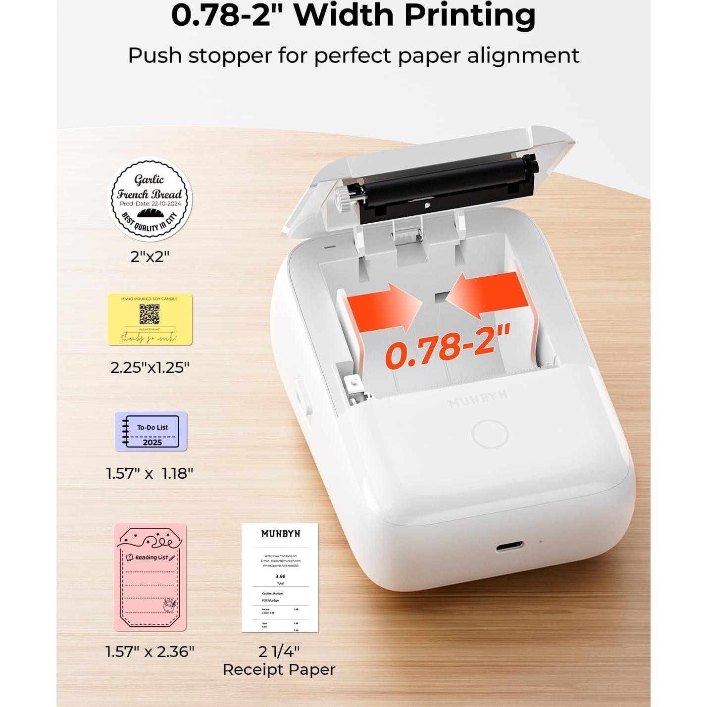 Impresora Térmica Portátil MUNBYN FM226 Bluetooth 203 DPI