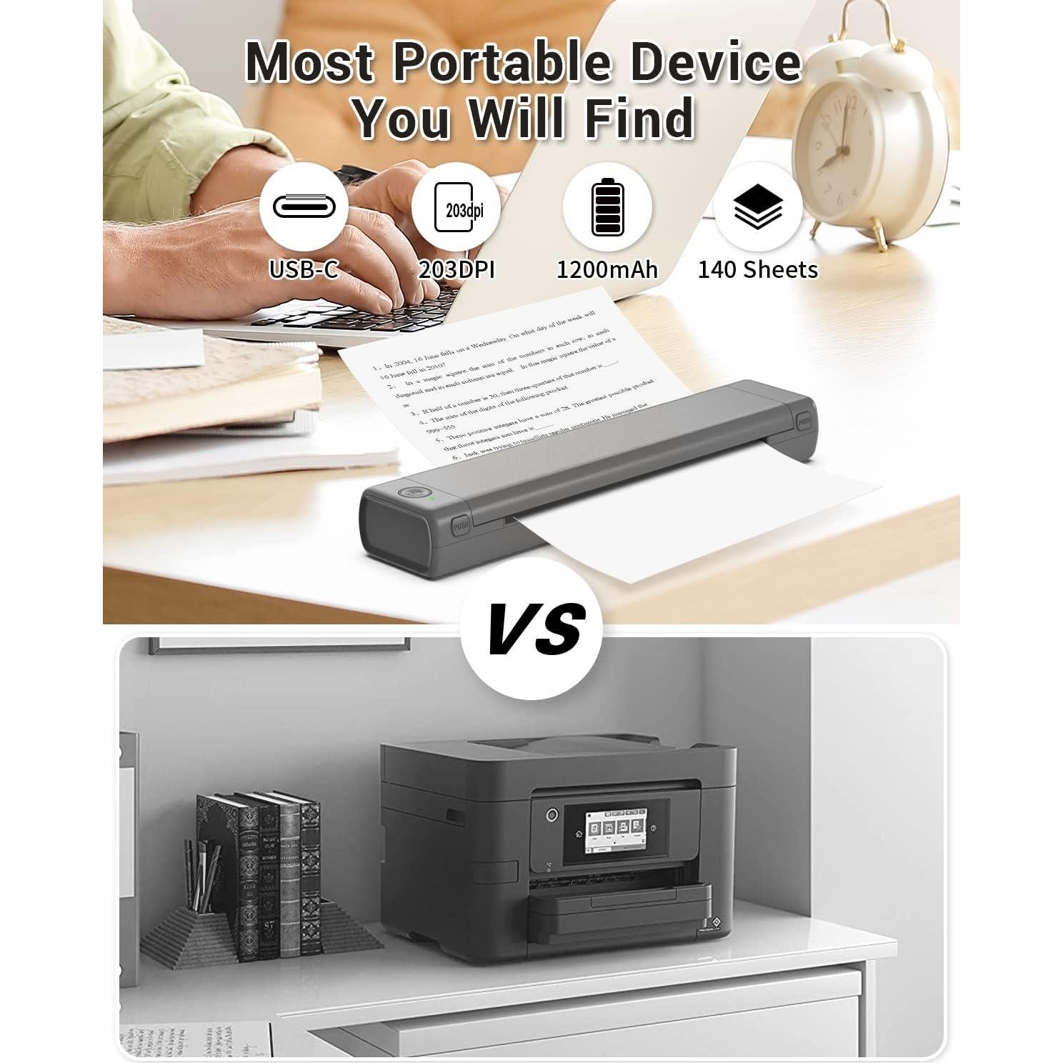 Impresora Térmica Portátil Phomemo M08F - Sin Tinta, Bluetooth