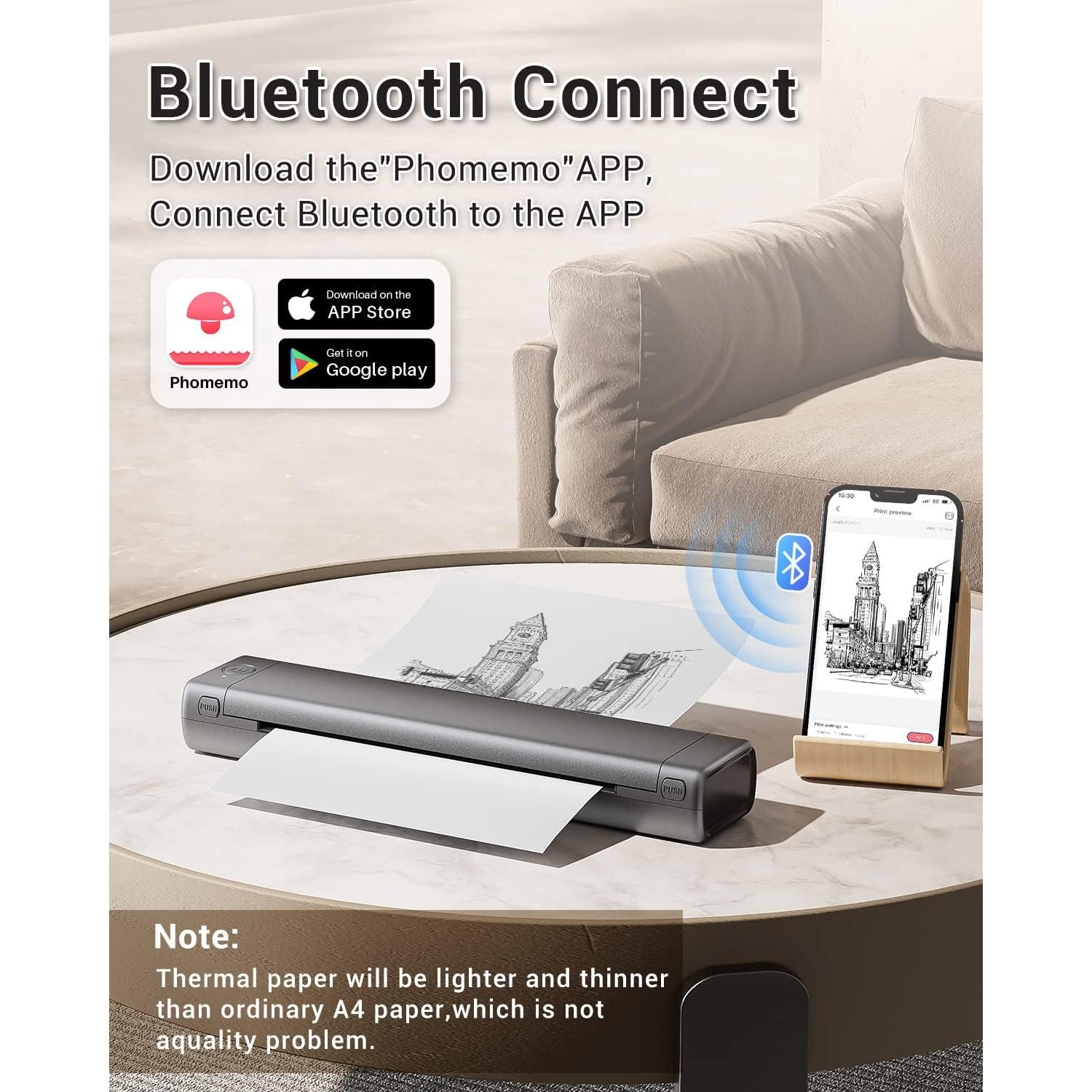 Impresora Térmica Portátil Phomemo M08F - Sin Tinta, Bluetooth