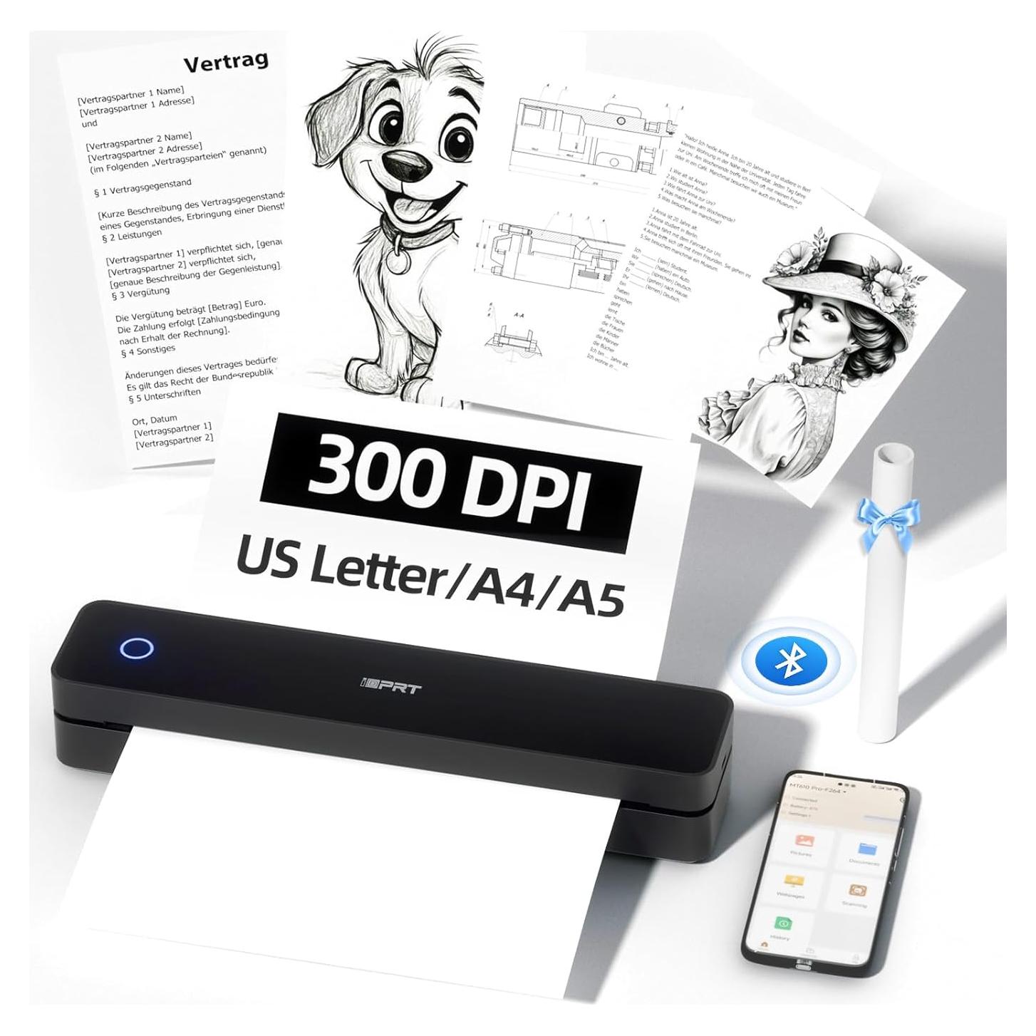 Impresora Portátil Inalámbrica iDPRT MT610 300DPI Negro