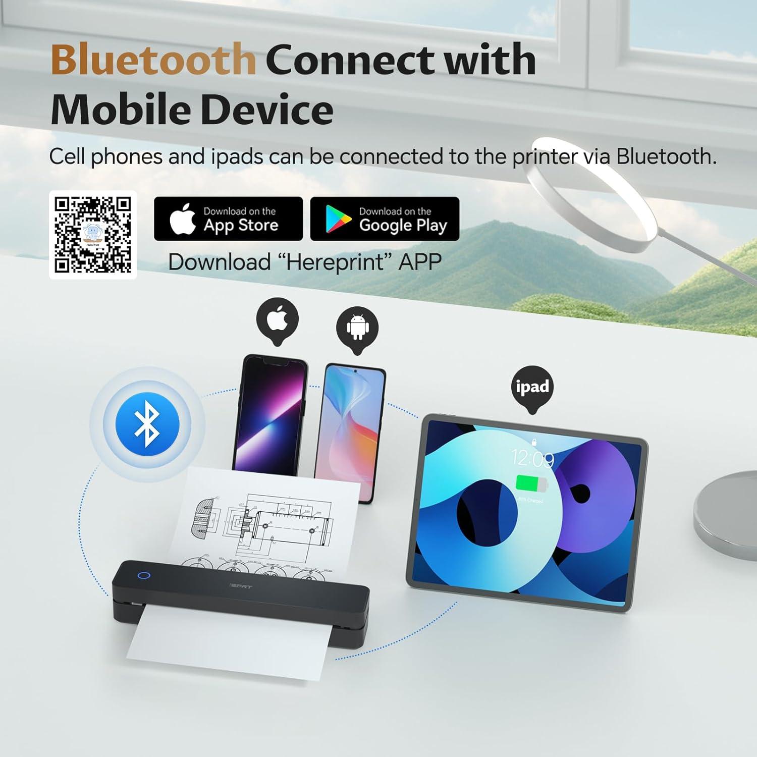 Impresora Portátil Inalámbrica iDPRT MT610 300DPI Negro