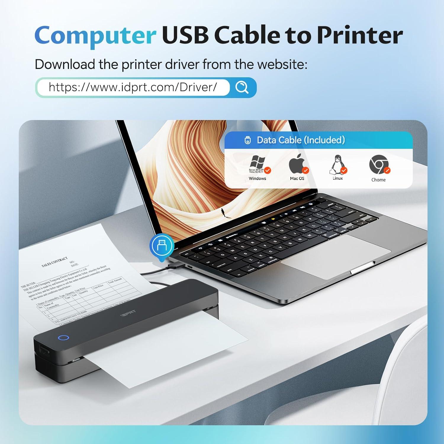 Impresora Portátil Inalámbrica iDPRT MT610 300DPI Negro