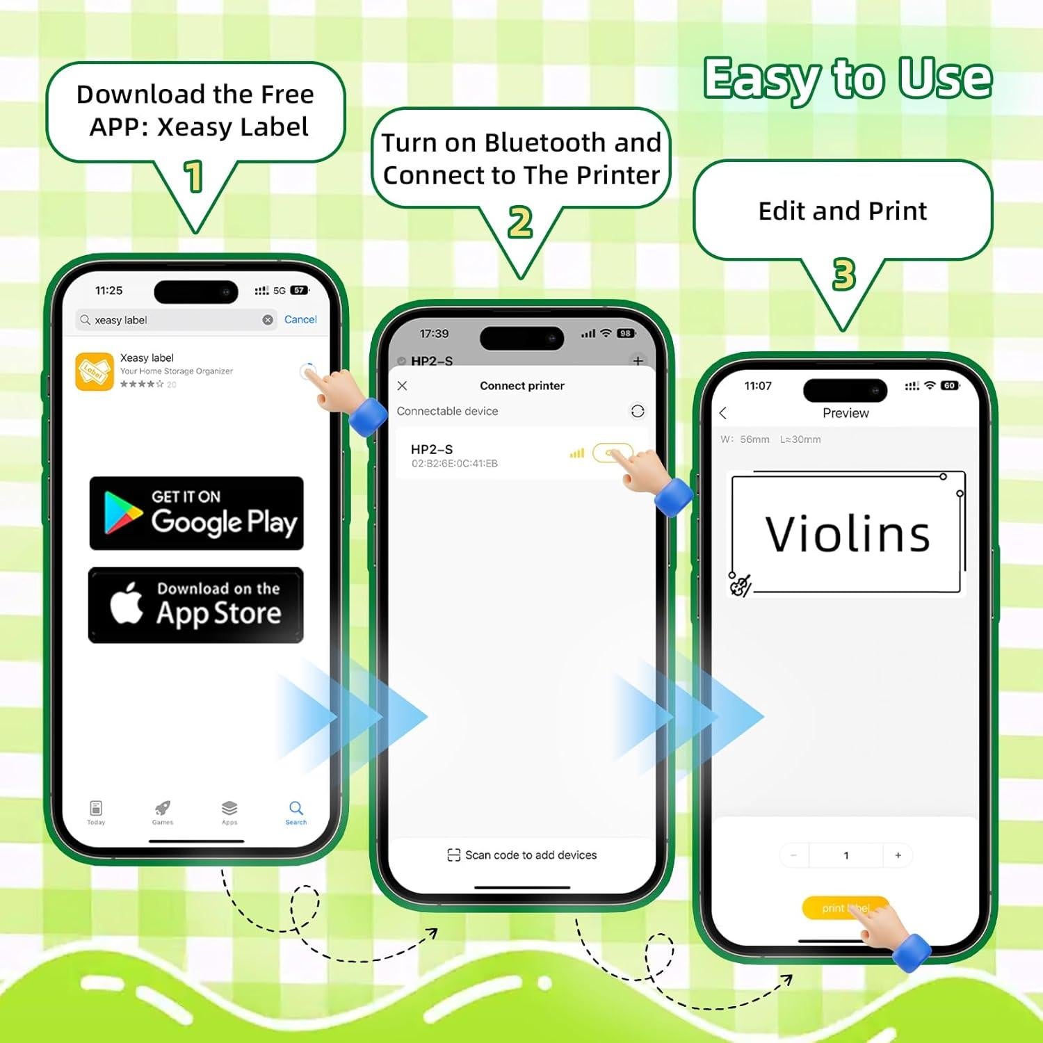 Impresora de Etiquetas Bluetooth HP2-S Portátil Verde