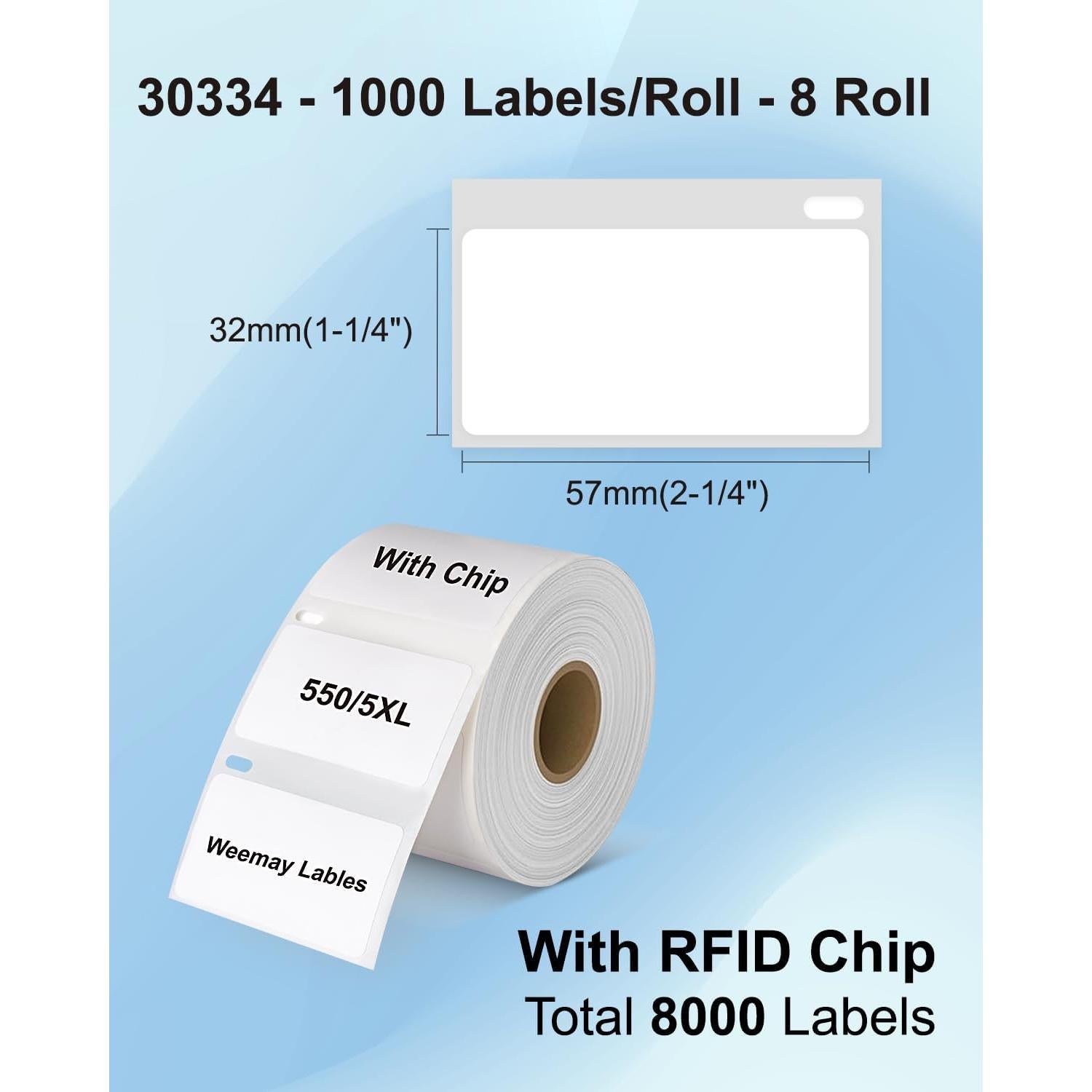 Etiquetas Multiusos Weemay 30334 con Chip RFID - 8000 Unidades