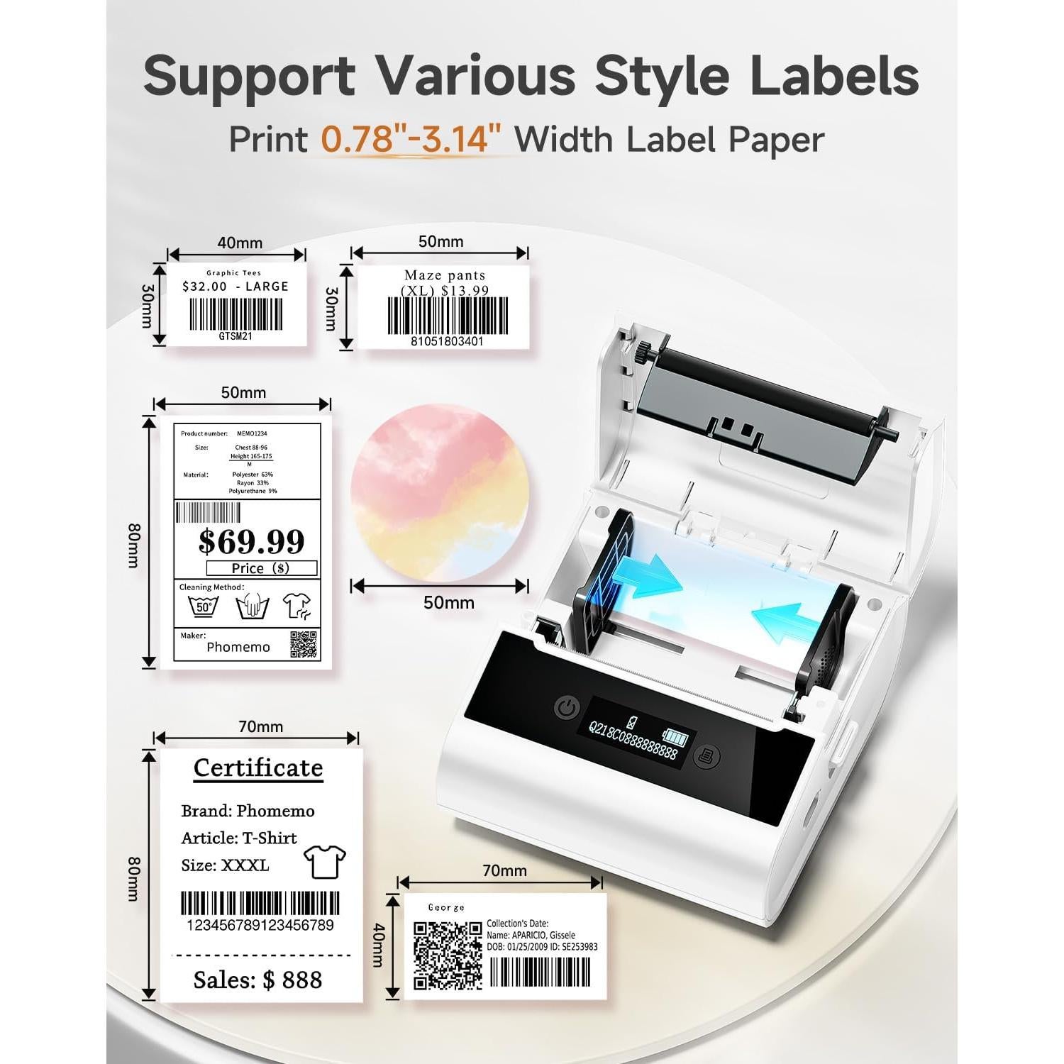 Impresora de Etiquetas Térmicas Phomemo M260 Bluetooth Blanca