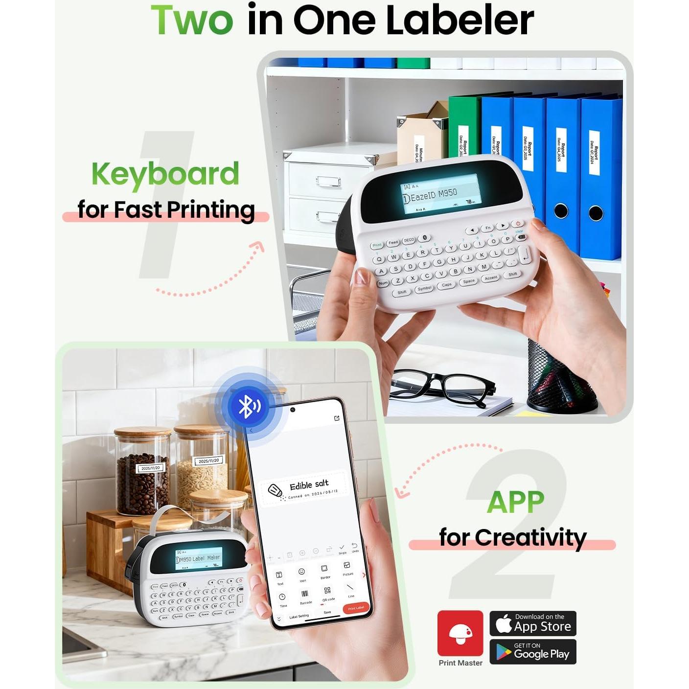 Impresora de Etiquetas EazeID M950 Portátil Bluetooth 12mm