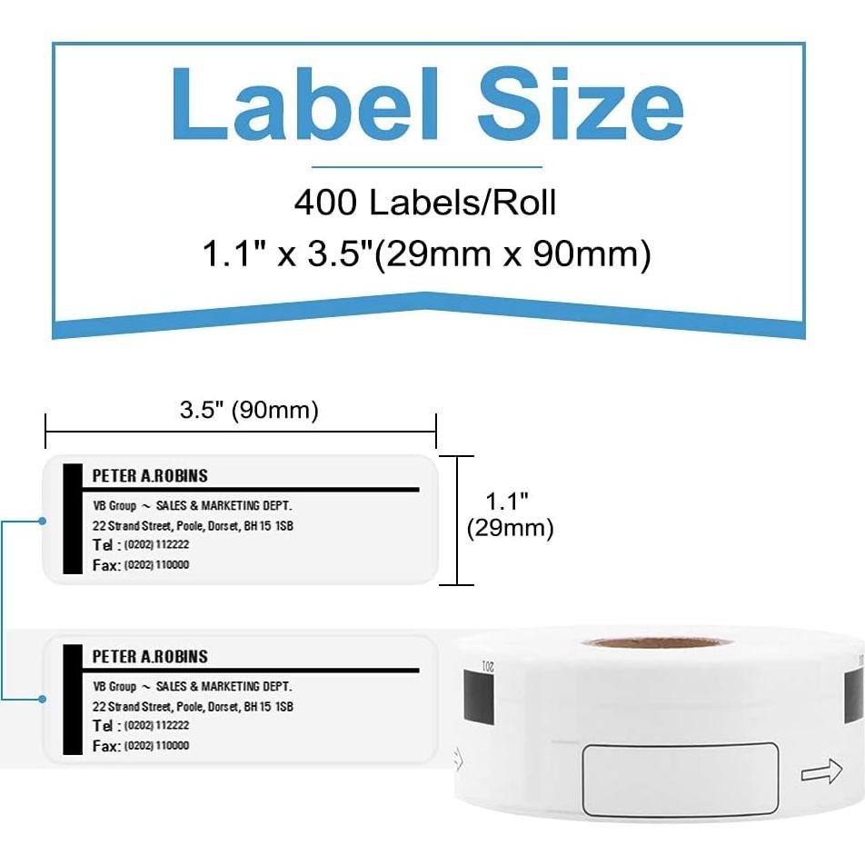 12 Rollos Etiquetas de Dirección COLORWING DK-1201 29x90mm