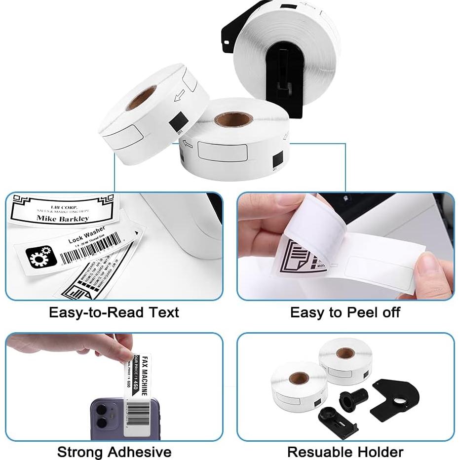 12 Rollos Etiquetas de Dirección COLORWING DK-1201 29x90mm