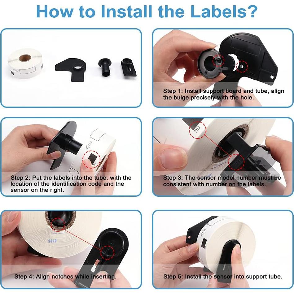 12 Rollos Etiquetas de Dirección COLORWING DK-1201 29x90mm