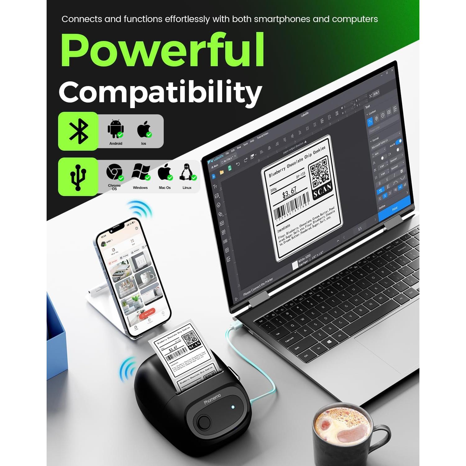 Impresora de Etiquetas Phomemo M160 Bluetooth 2" Térmica