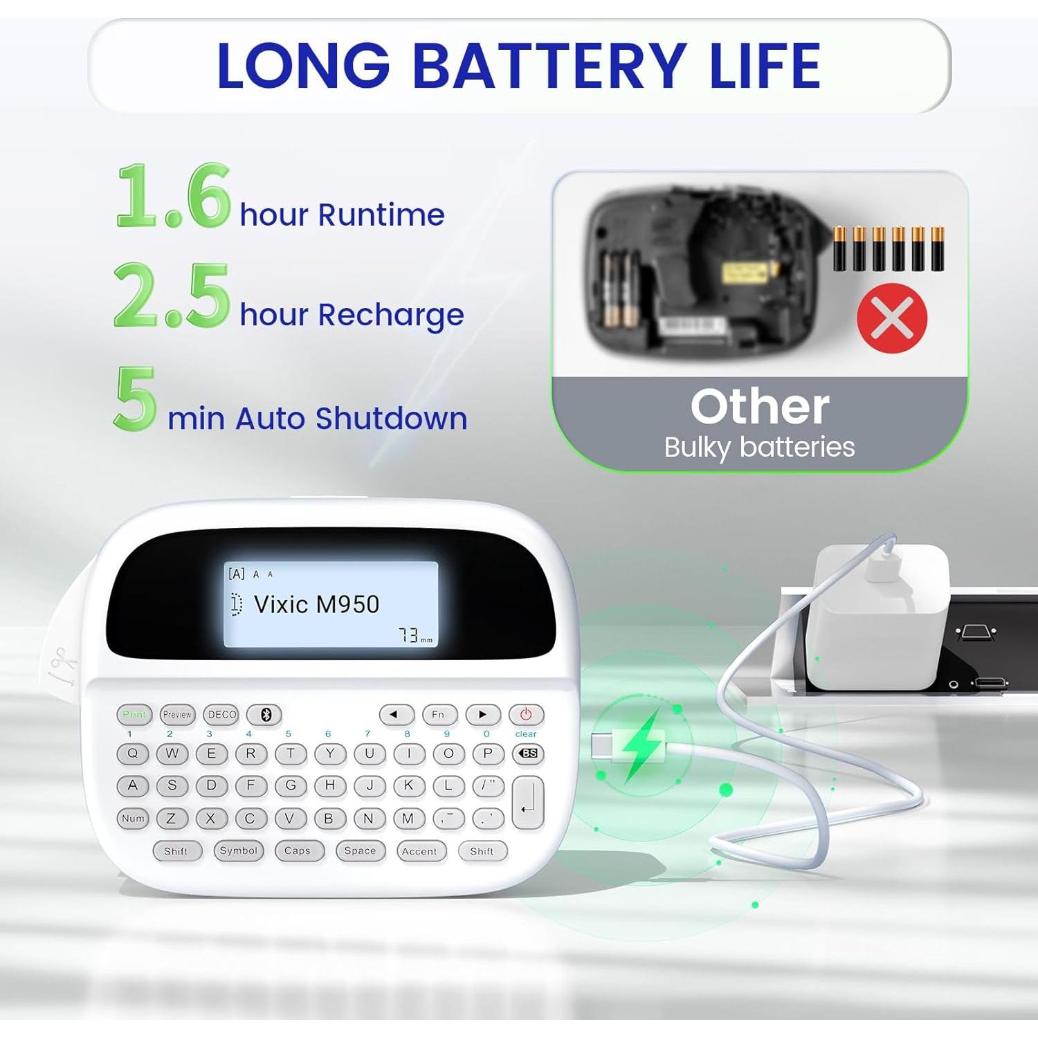 Máquina de Etiquetas Vixic PTM950 Recargable con Pantalla