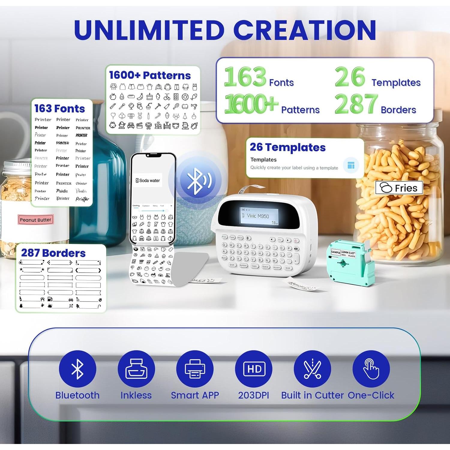 Máquina de Etiquetas Vixic PTM950 Recargable con Pantalla