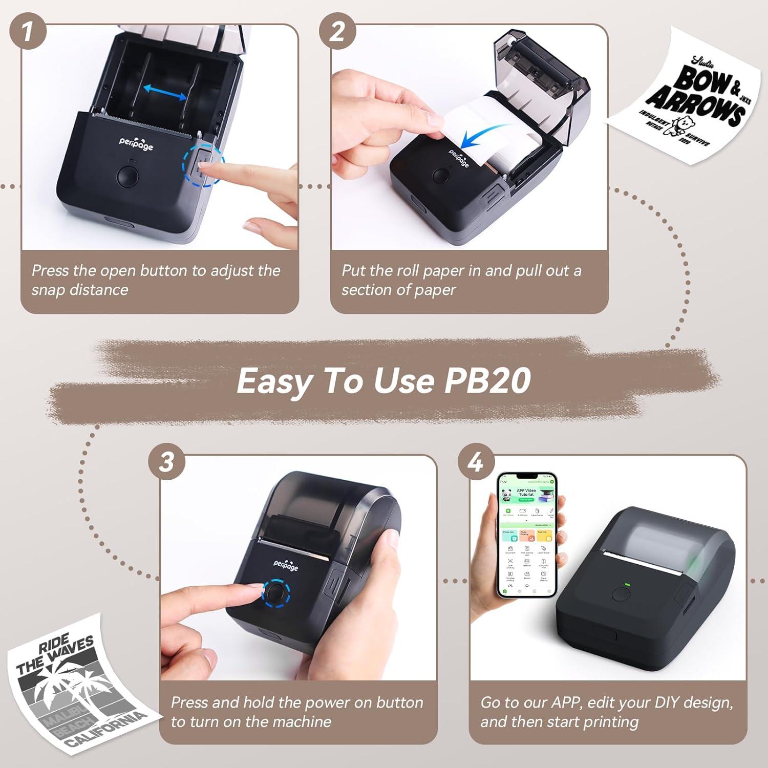 Impresora Térmica de Etiquetas PeriPage PB Gris 5.08 cm