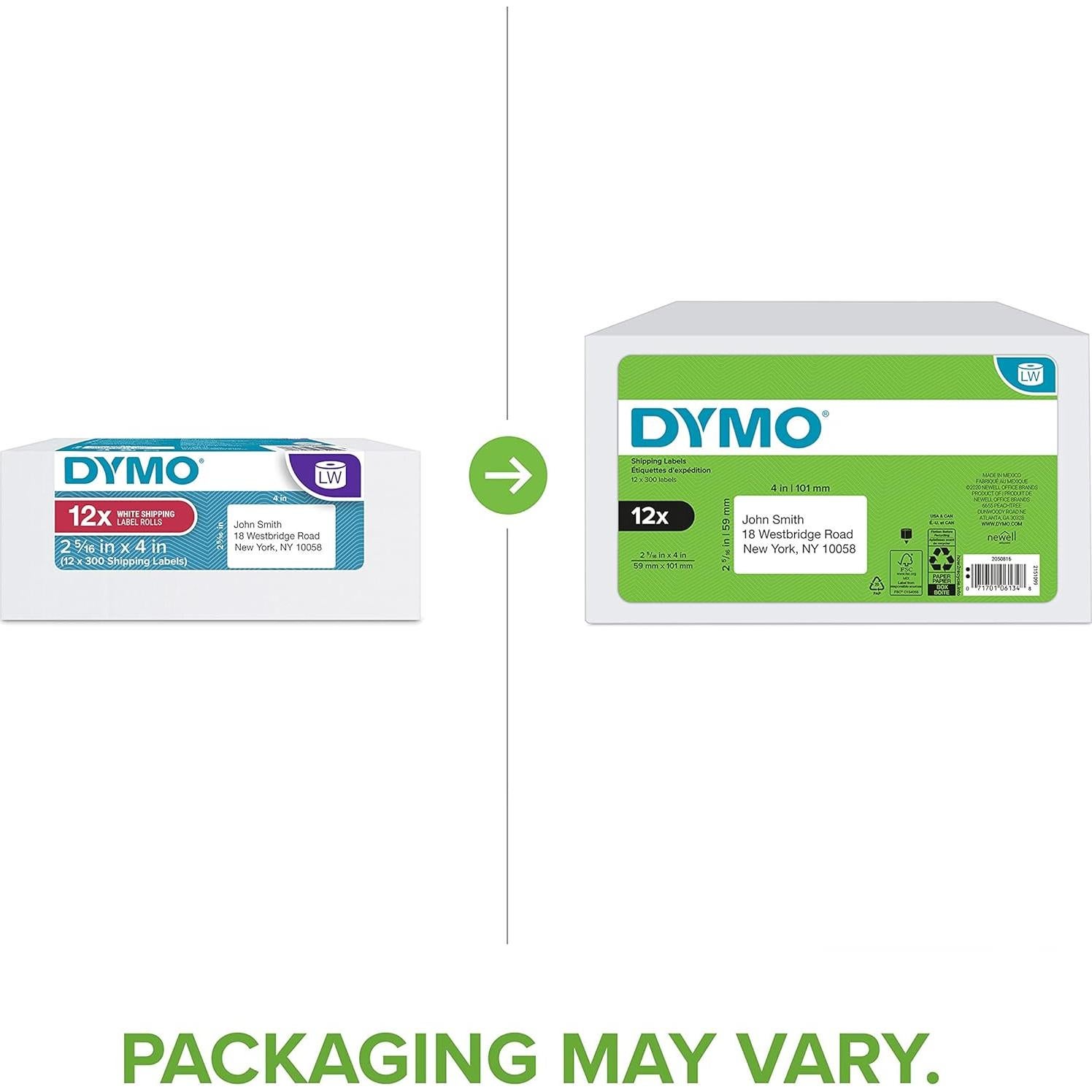 Etiquetas de Envío DYMO 5.9x10.2 cm Autoadhesivas - 12 Rollos