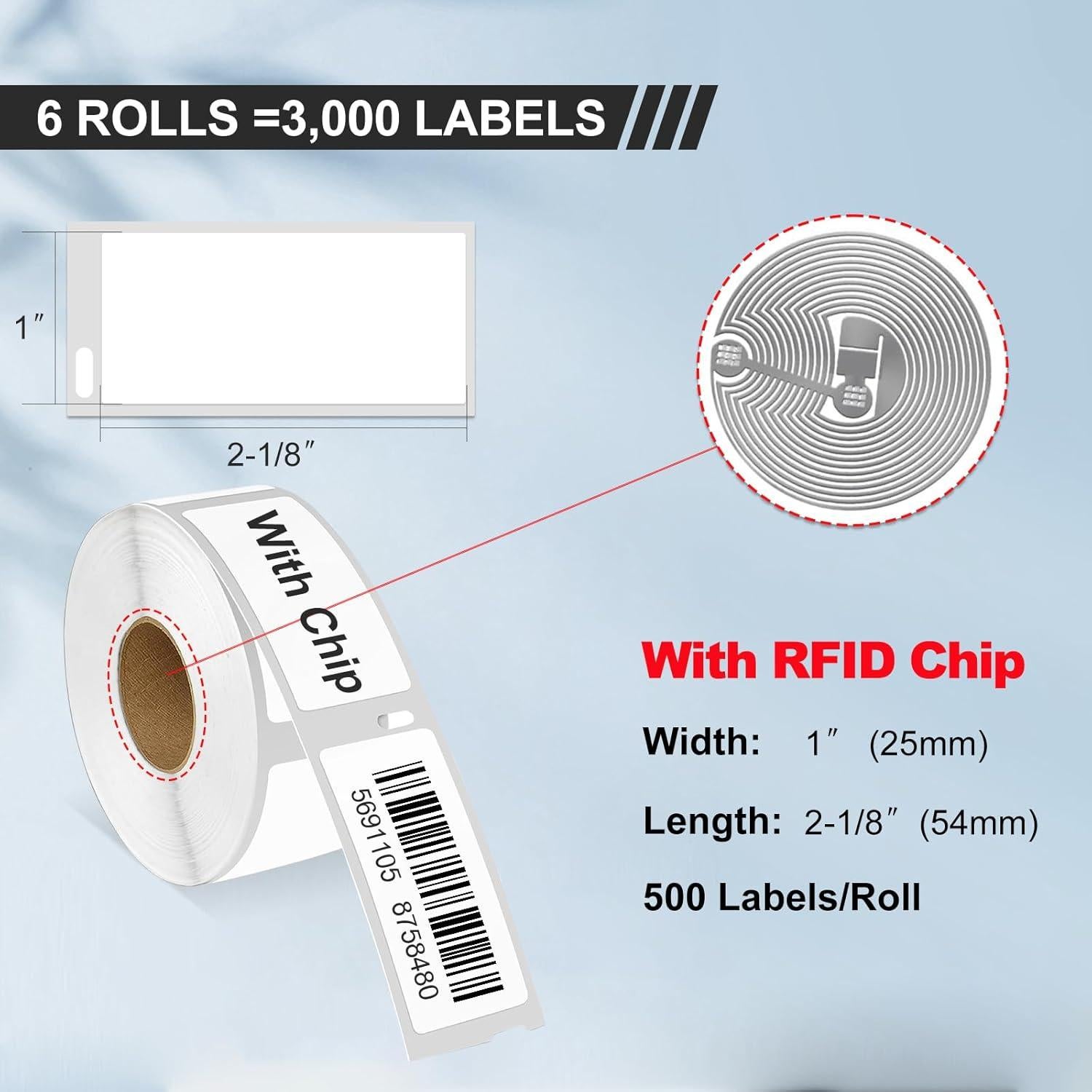 Etiquetas Dymo 550 RGiNK 30336 con Chip RFID - 6 Rollos