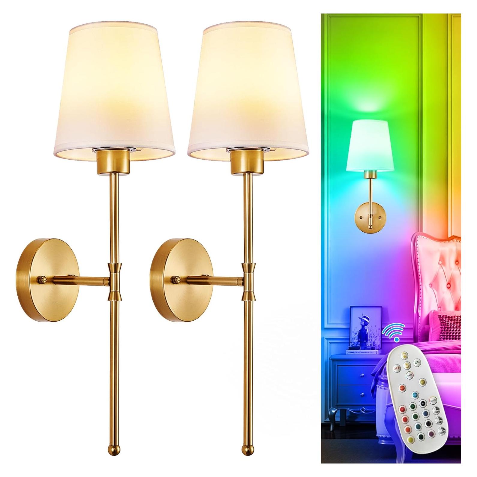 Aplique de Pared Inalámbrico Depuley - Juego de 2 Luces LED Doradas