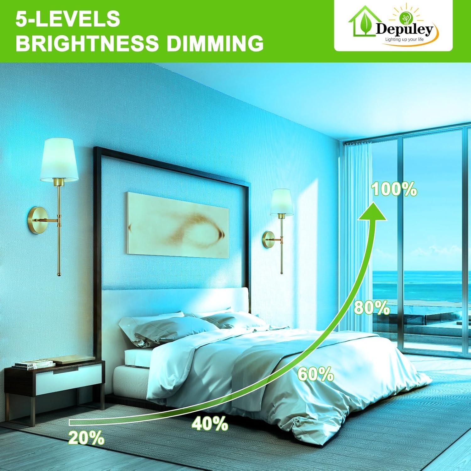 Aplique de Pared Inalámbrico Depuley - Juego de 2 Luces LED Doradas