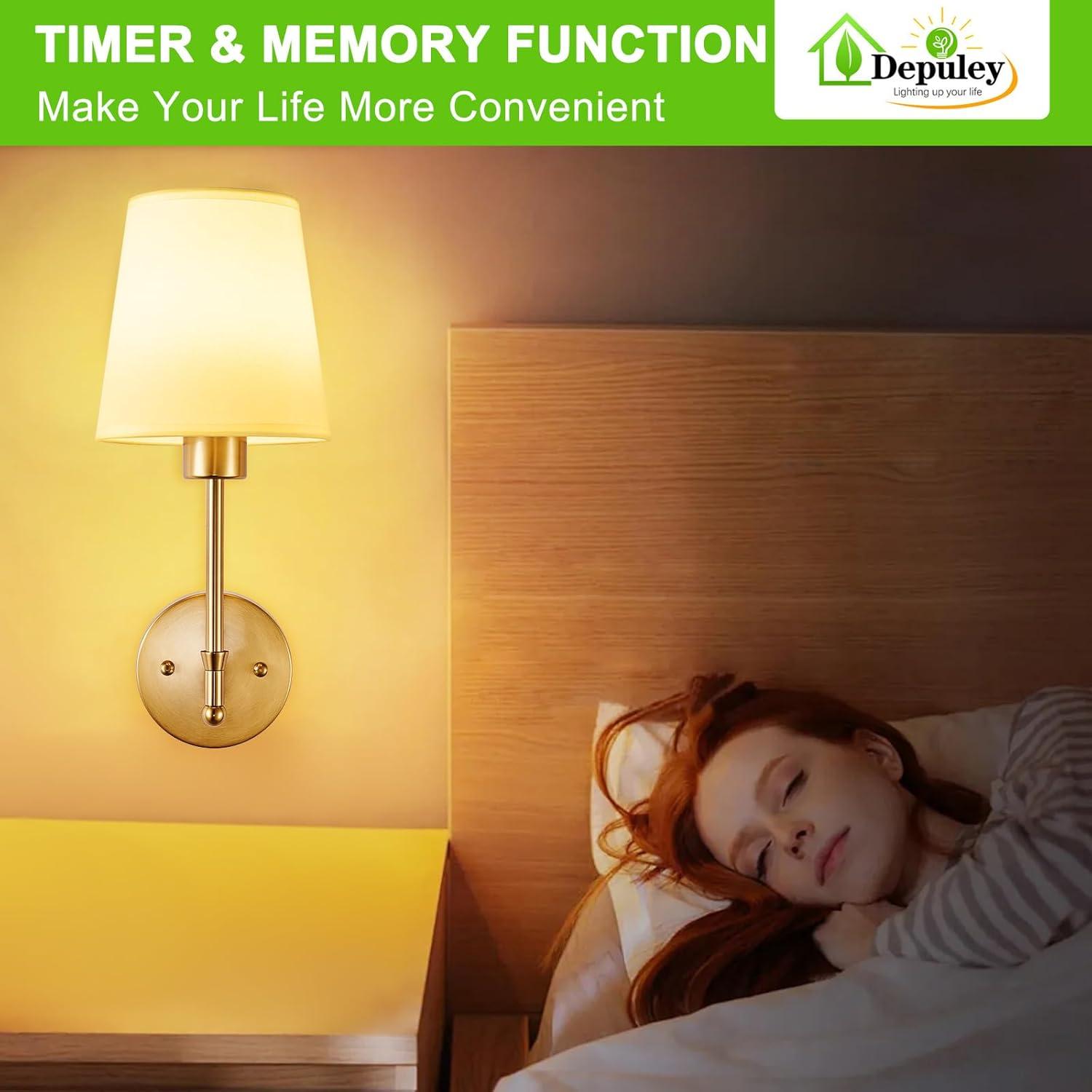 Aplique de Pared Inalámbrico Depuley - Juego de 2 Luces LED Doradas