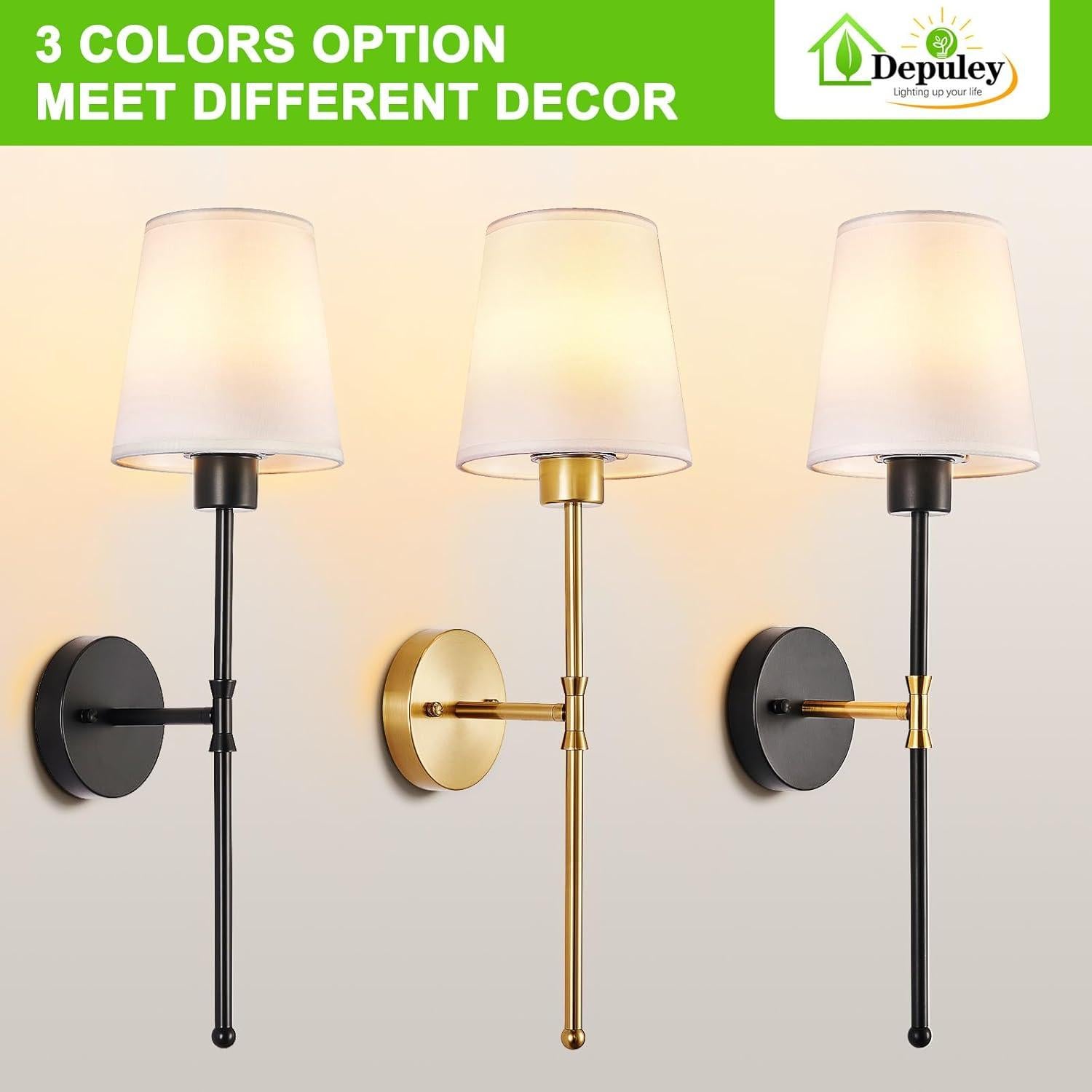 Aplique de Pared Inalámbrico Depuley - Juego de 2 Luces LED Doradas