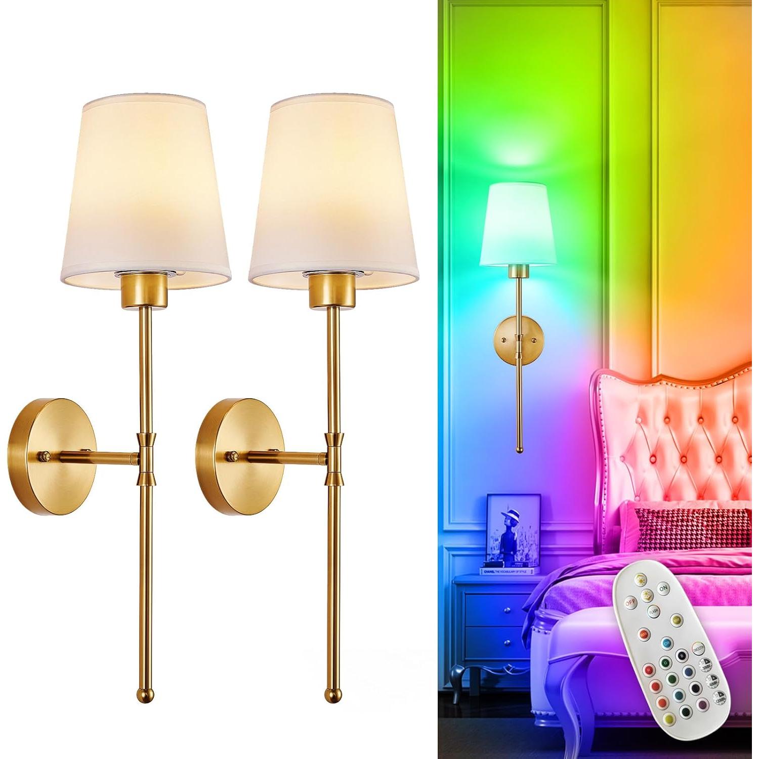 Aplique de Pared Inalámbrico Depuley - Juego de 2 Luces LED Doradas