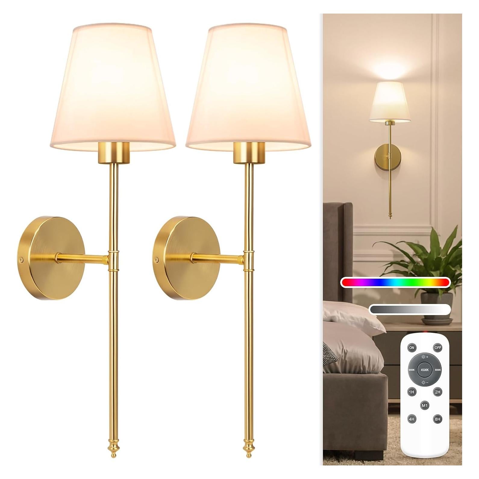 Conjunto de 2 Apliques de Pared NIORSUN Dorados Recargables