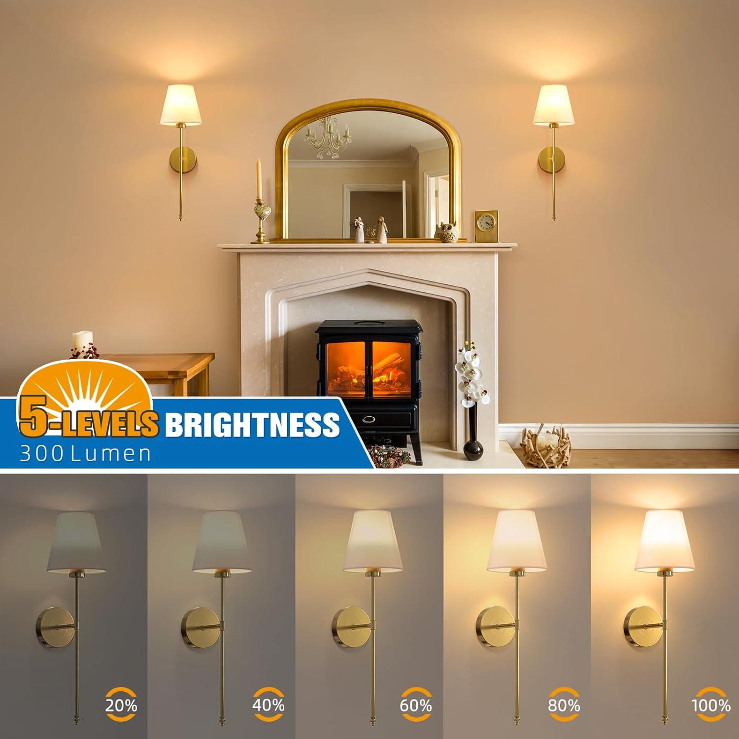 Conjunto de 2 Apliques de Pared NIORSUN Dorados Recargables