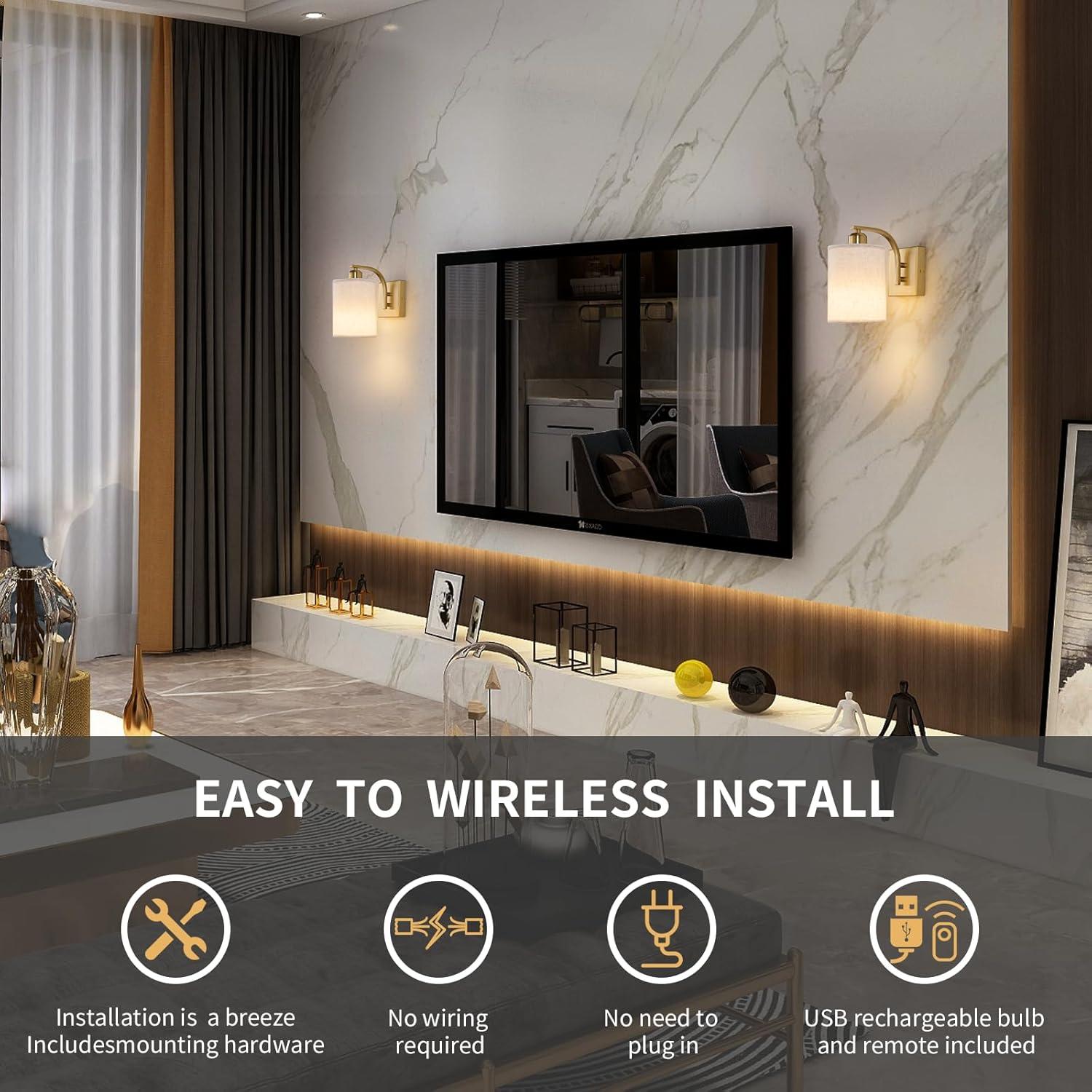 Apliques de Pared Recargables Powfloven Set de 2 LED Oro