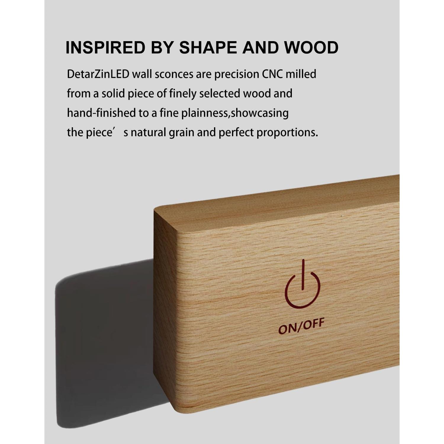 Juego de 2 Apliques de Pared Recargables DetarZinLED Madera