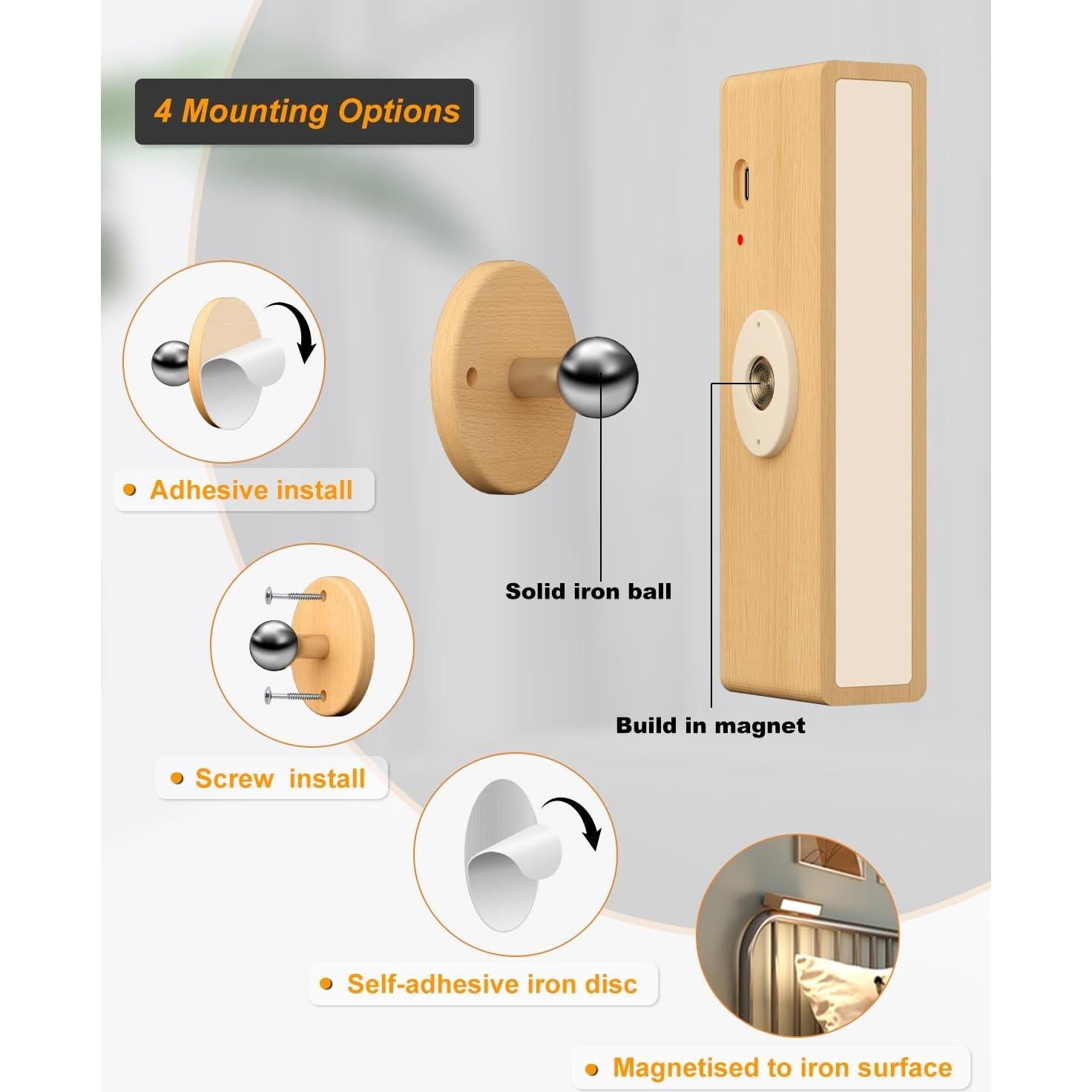 Juego de 2 Apliques de Pared Recargables DetarZinLED Madera